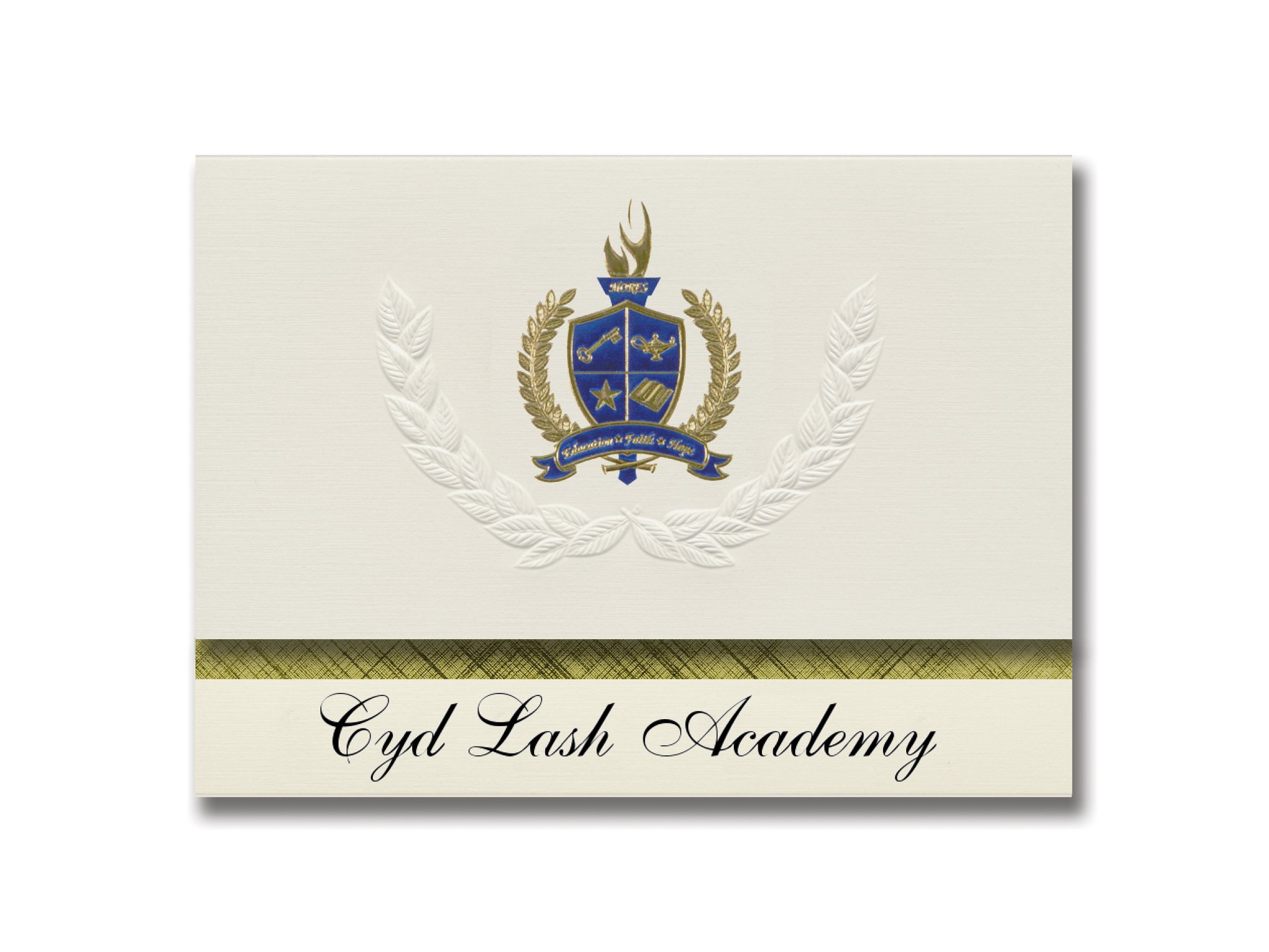 Premium Graduation Announcements - Cyd Lash Academy (Gages Lake, IL) - Presidential Style with Gold & Blue Metallic Foil Seal - Elite Package of 25 - Perfect for High School & College Graduation Ceremonies, Commencement Invitations & Academic Achievements