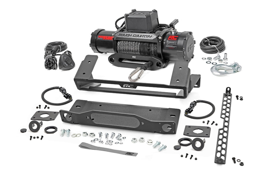 Ford Bronco Rough Country High Winch Mount with PRO9500S Winch Kit - Heavy Duty Off-Road Recovery System for 4x4 Adventure & Emergency Towing
