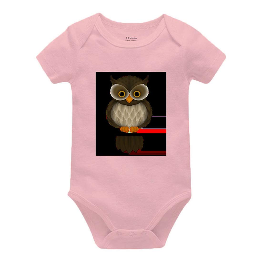 Wide-Eyed Owl Baby Short Sleeve Onesie | Soft Cotton Newborn Bodysuit | Unisex Summer Outfit for Boys & Girls | Perfect for Playtime, Daycare & Family Photos