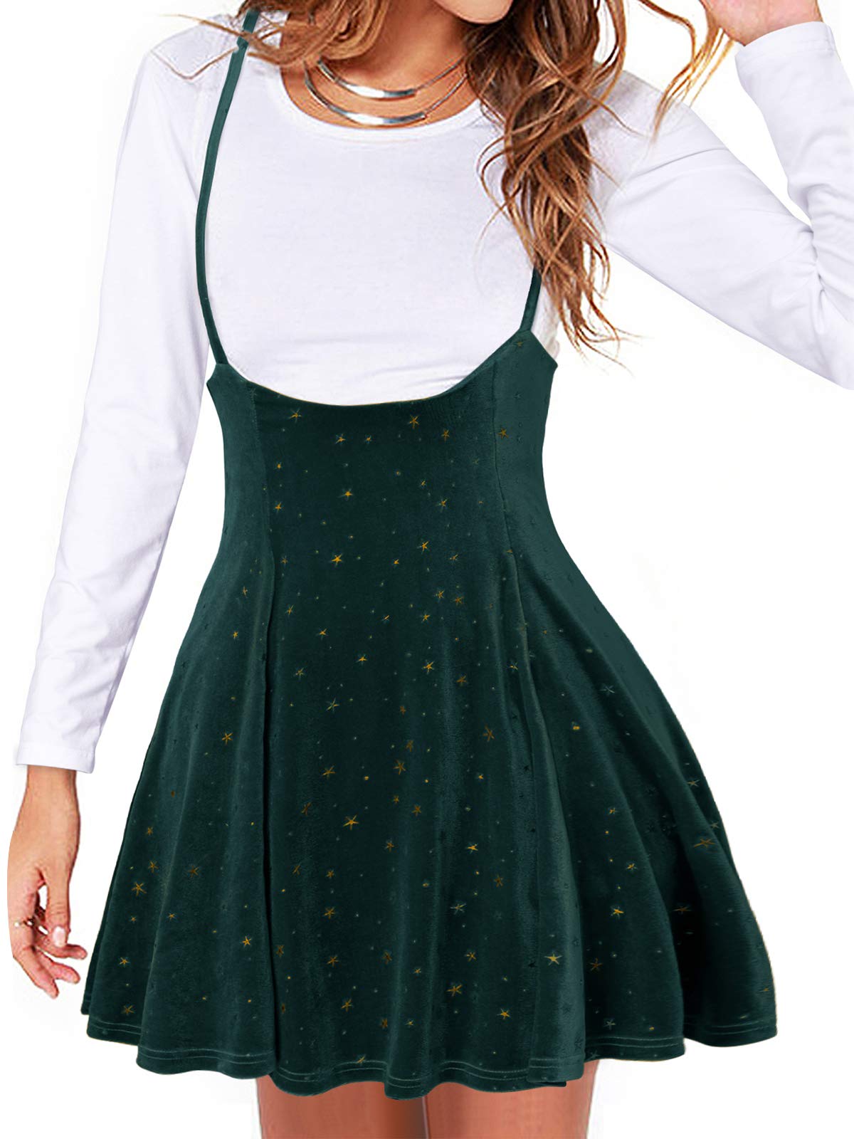 YOINS Women's High Waist Flared Skater Suspender Skirt - Stretch Denim A-Line Overall Dress for Casual & Vintage Style | Perfect for Date Night, Office Wear & Spring Outfits