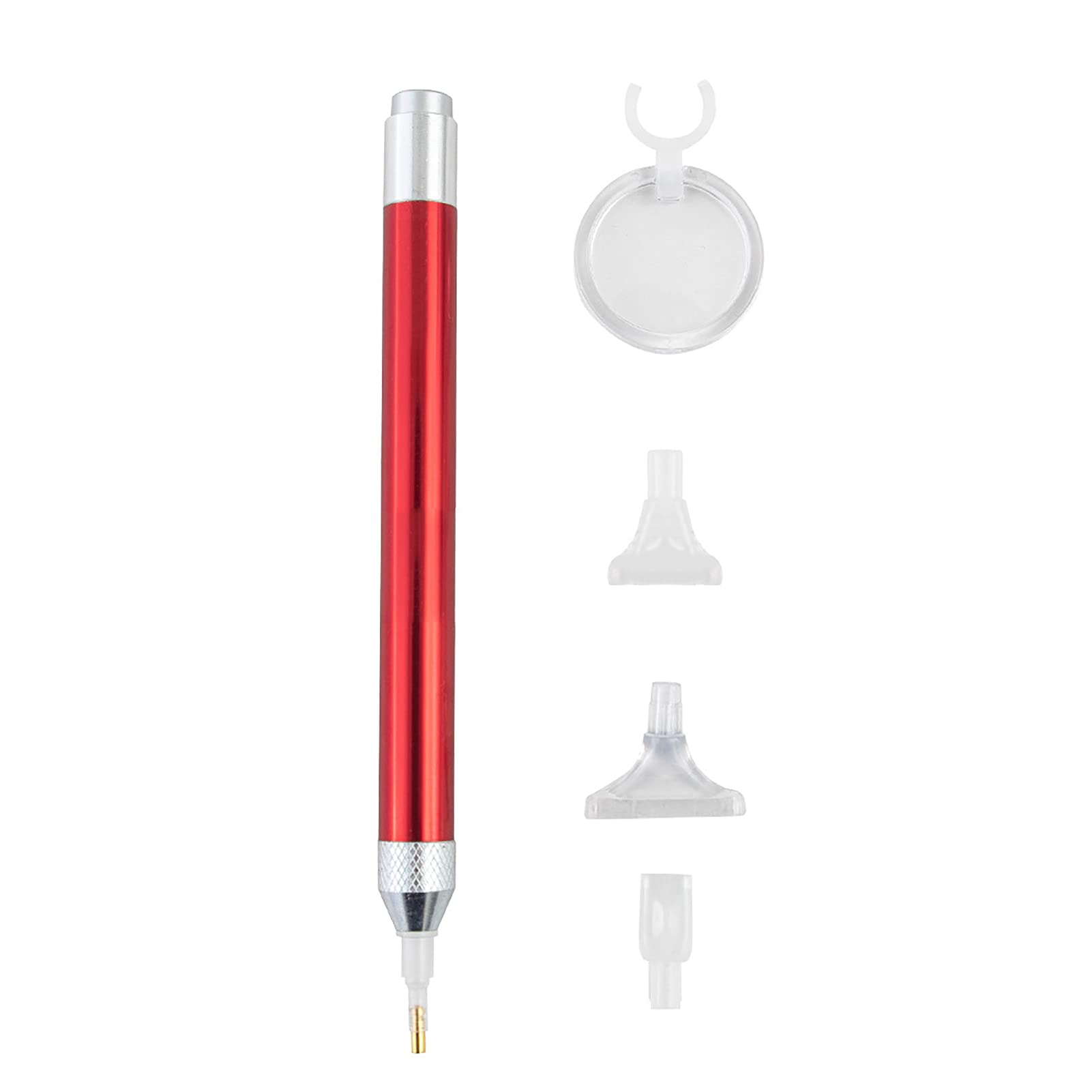 CollectVoice 1 Set Ergonomic Drill Pen with Magnifying Glass & LED Light - Plastic Diamond Painting Pen for Cross Stitch, Jewelry Making & Crafting (Red) - Perfect for Detailed Embroidery, DIY Art Projects & Small Repair Work