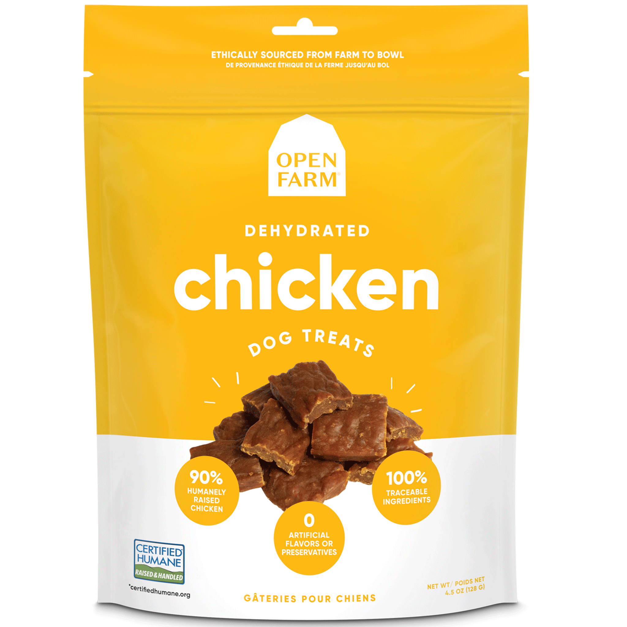 Open Farm Dehydrated Chicken Dog Treats – 4.5oz | Grain-Free, All-Natural Training Snacks for Small & Large Dogs | Perfect for Rewards, Training & Travel