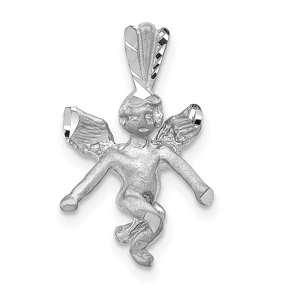 14K 3D White Gold Angel Pendant Necklace - Religious Jewelry for Women, Elegant Gift for Her - Perfect for Baptism, First Communion, Christmas & Special Occasions