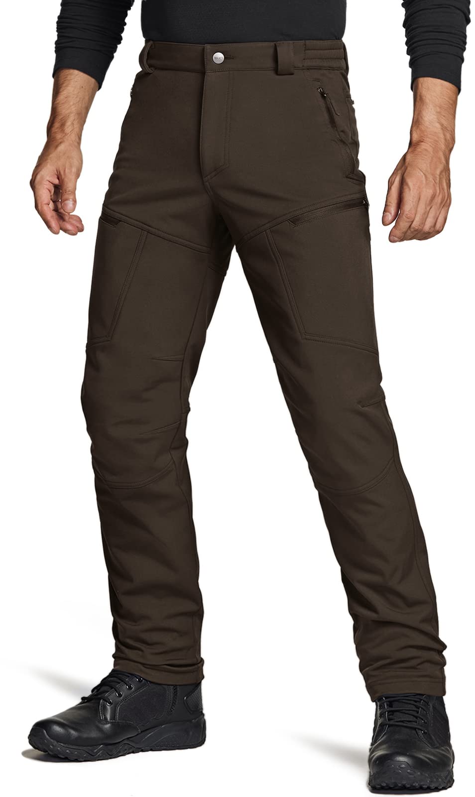 CQR Men's Winter Tactical Pants - Fleece Lined Outdoor Snow Ski Cargo Pants with Thermal Insulation for Hiking, Camping & Cold Weather Activities | Water-Resistant & Durable Work Pants