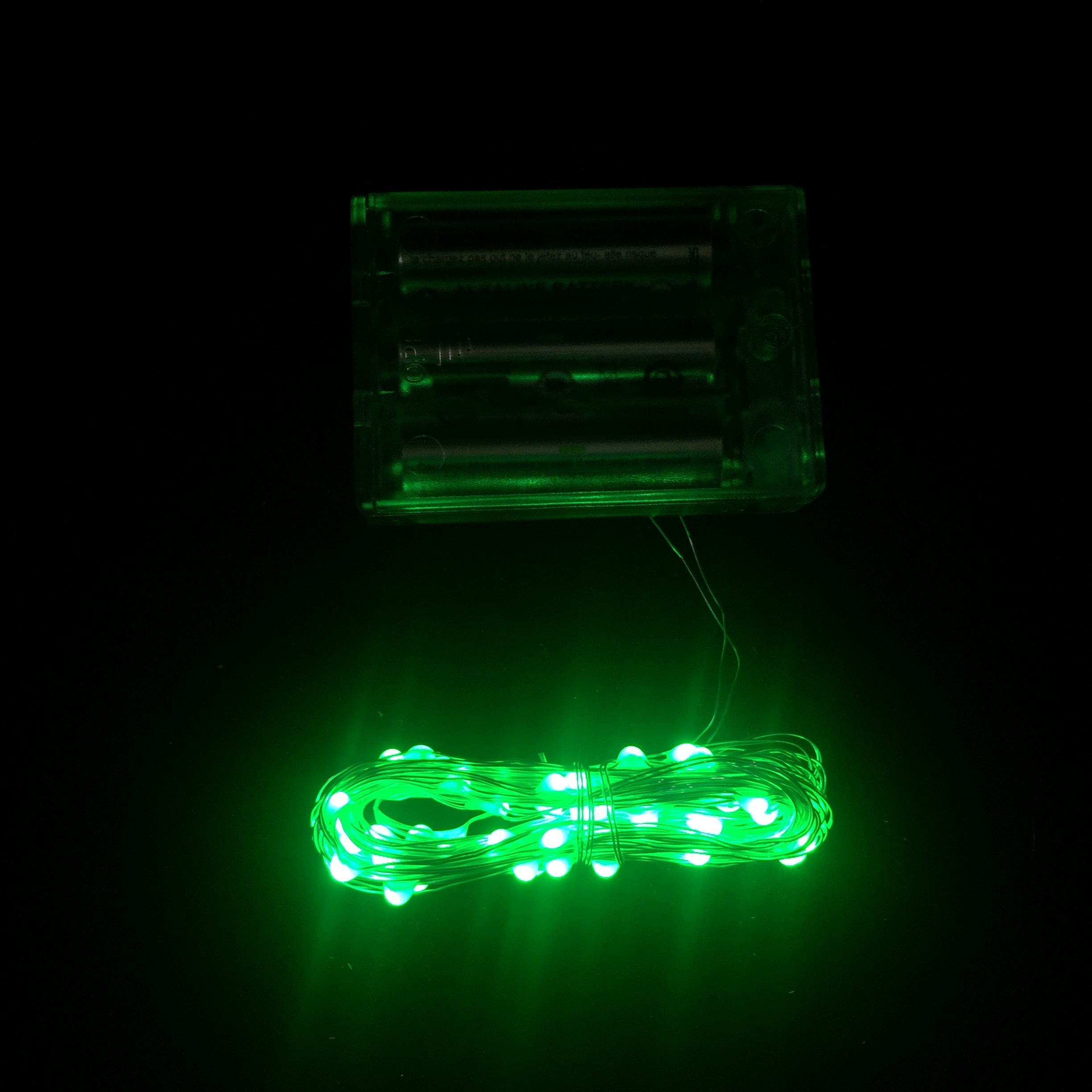 Micro LED Fairy Light String - 3AA Battery Powered Green Fairy Lights for Indoor & Outdoor Decoration, Parties, Weddings, and Christmas Tree Decor