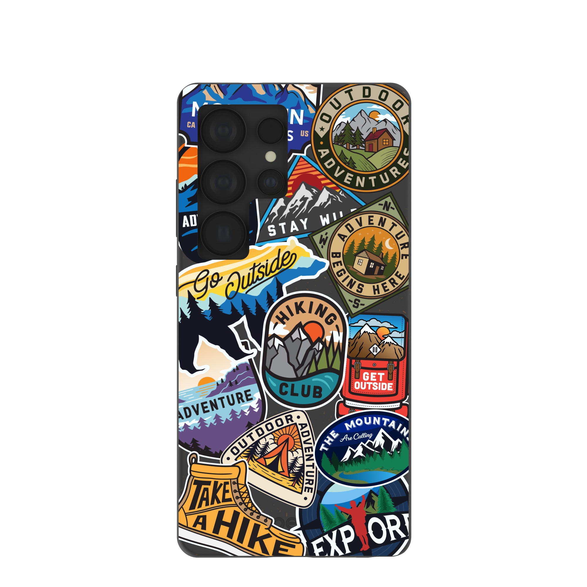 Durable Black Trail Stickers Samsung Galaxy S25 Ultra Case - Shockproof Protective Cover for Outdoor Adventures & Daily Use