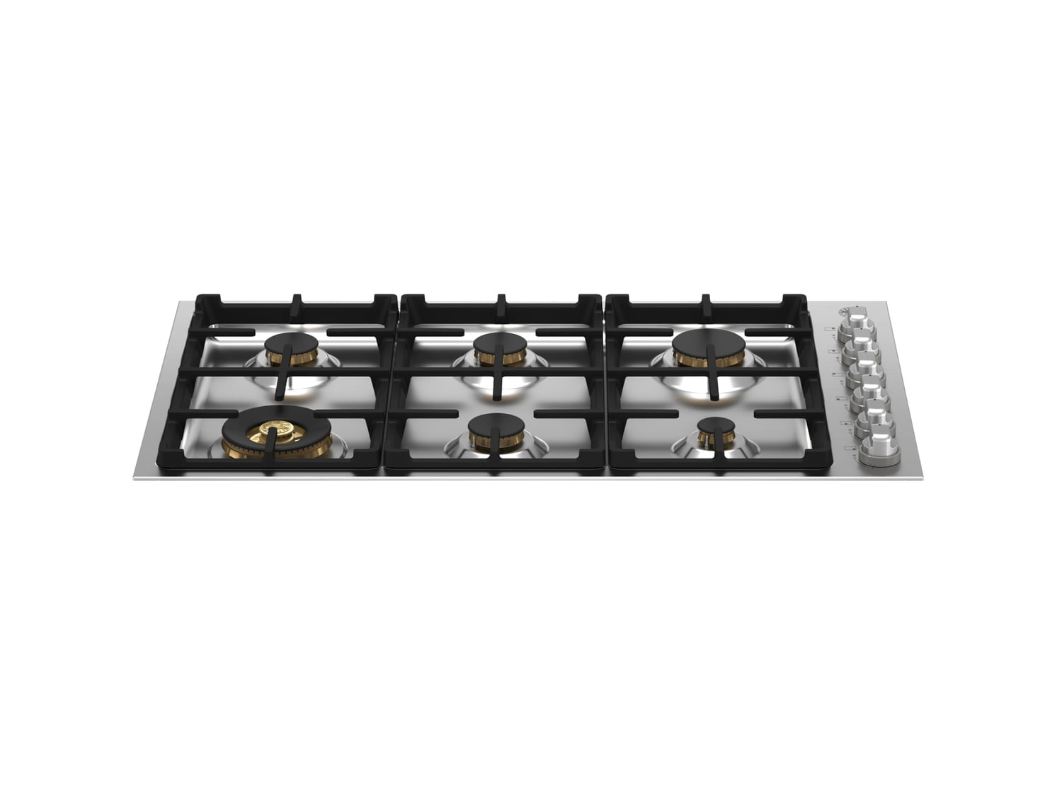 Bertazzoni MAST366QBXT 36-Inch Drop-In Gas Cooktop with 6 Brass Burners - Premium Stainless Steel for Professional Home Kitchens & Gourmet Cooking