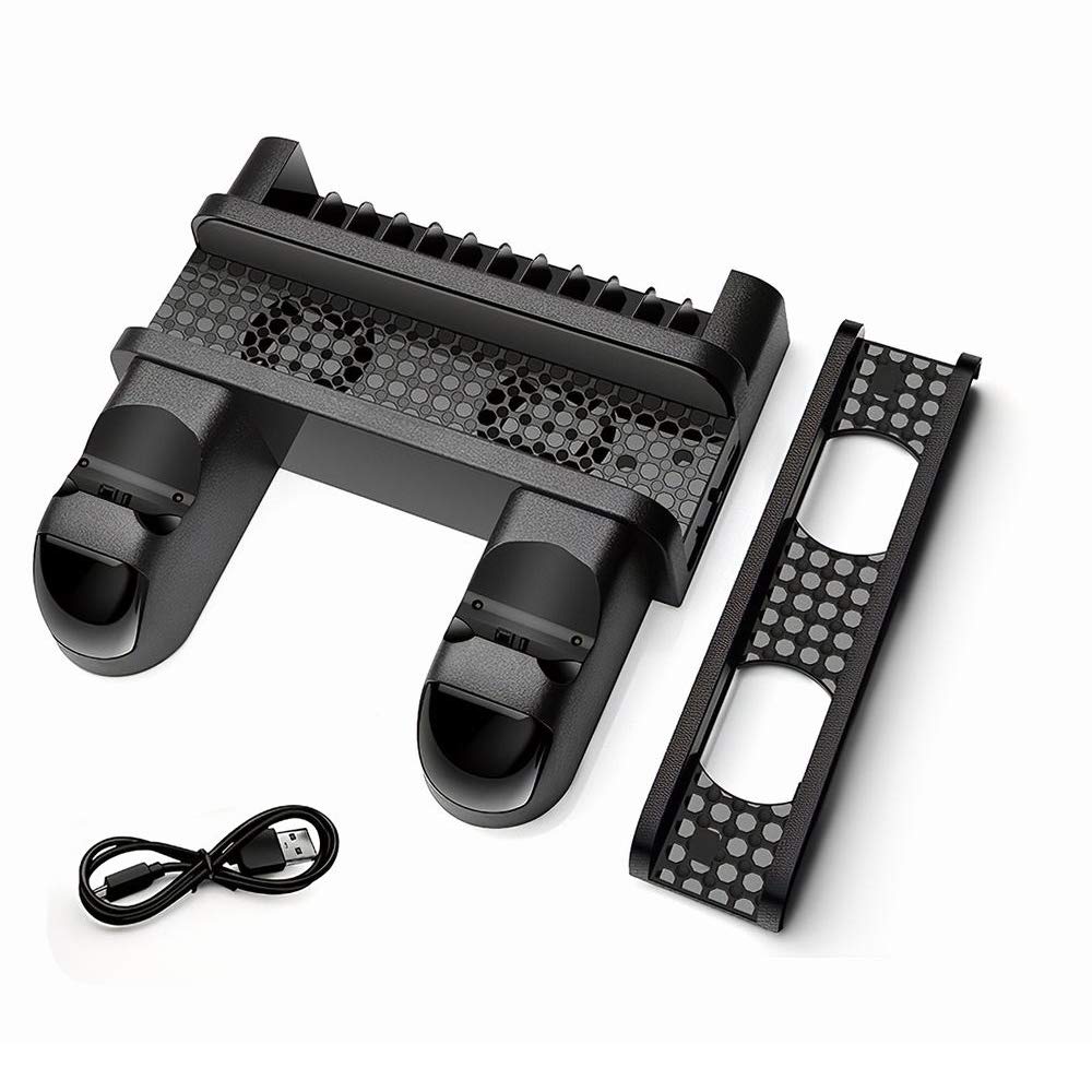 GoolRC Multi-Function Vertical Cooling Stand with LED Indicator & Game Disc Storage for PS4, PS4 Slim, PS4 Pro - Fast Charging Dock & Cooling Fan for Enhanced Gaming Experience