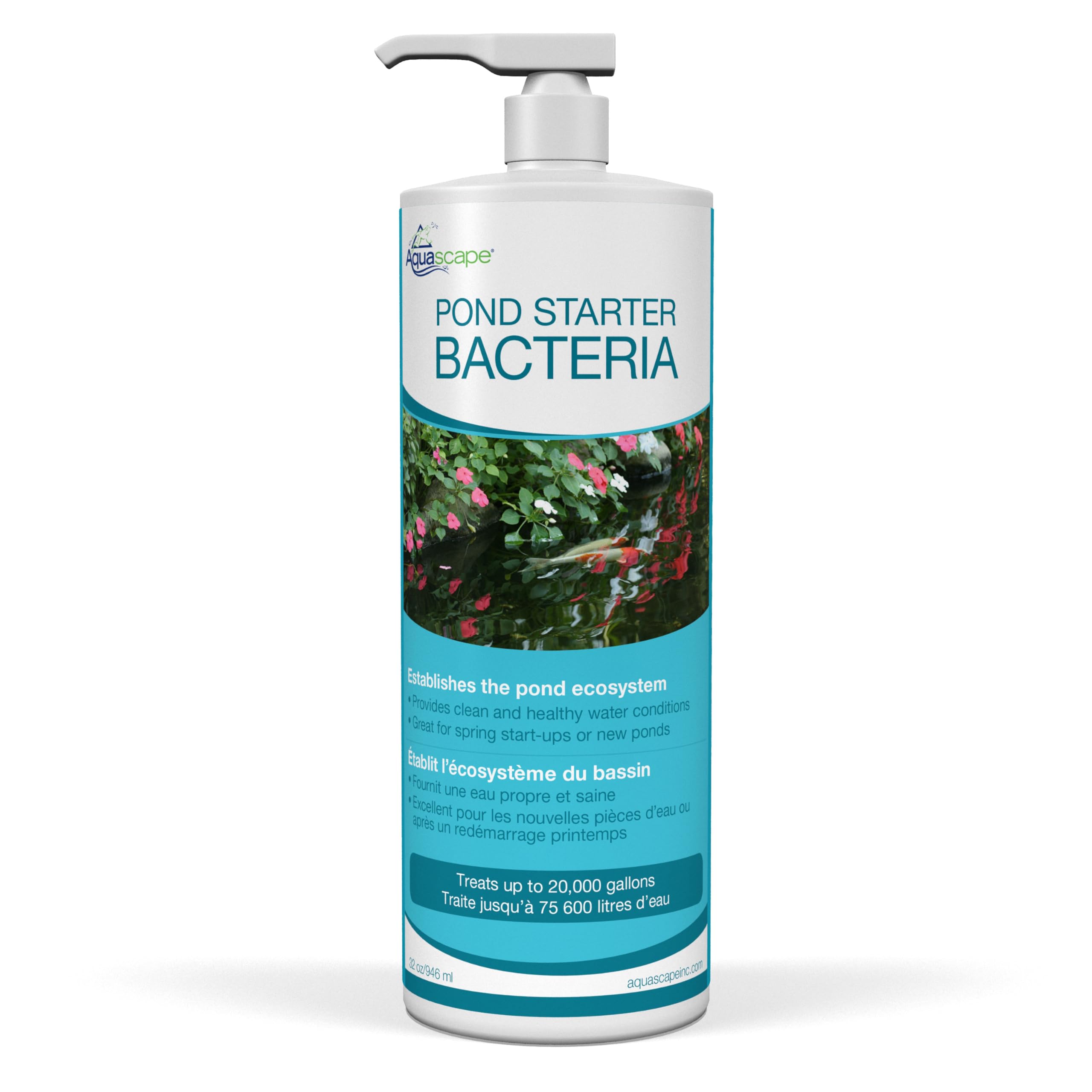 Aquascape 96015 Pond Starter Bacteria Water Treatment - 32 Oz for Ponds, Water Features, and Garden Fountains
