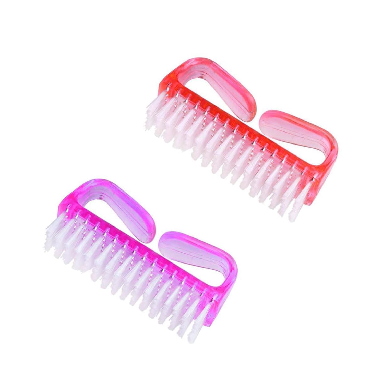 HUNCHA Heavy Duty Nail Brush for Cleaning & Scrubbing - Stiff Bristle Toe & Finger Nail Brush for Pedicure & Manicure - Travel-Friendly with Ergonomic Grip - Pack of 2 (Random Colors) - Perfect for Home Spa, Travel & Salon Use
