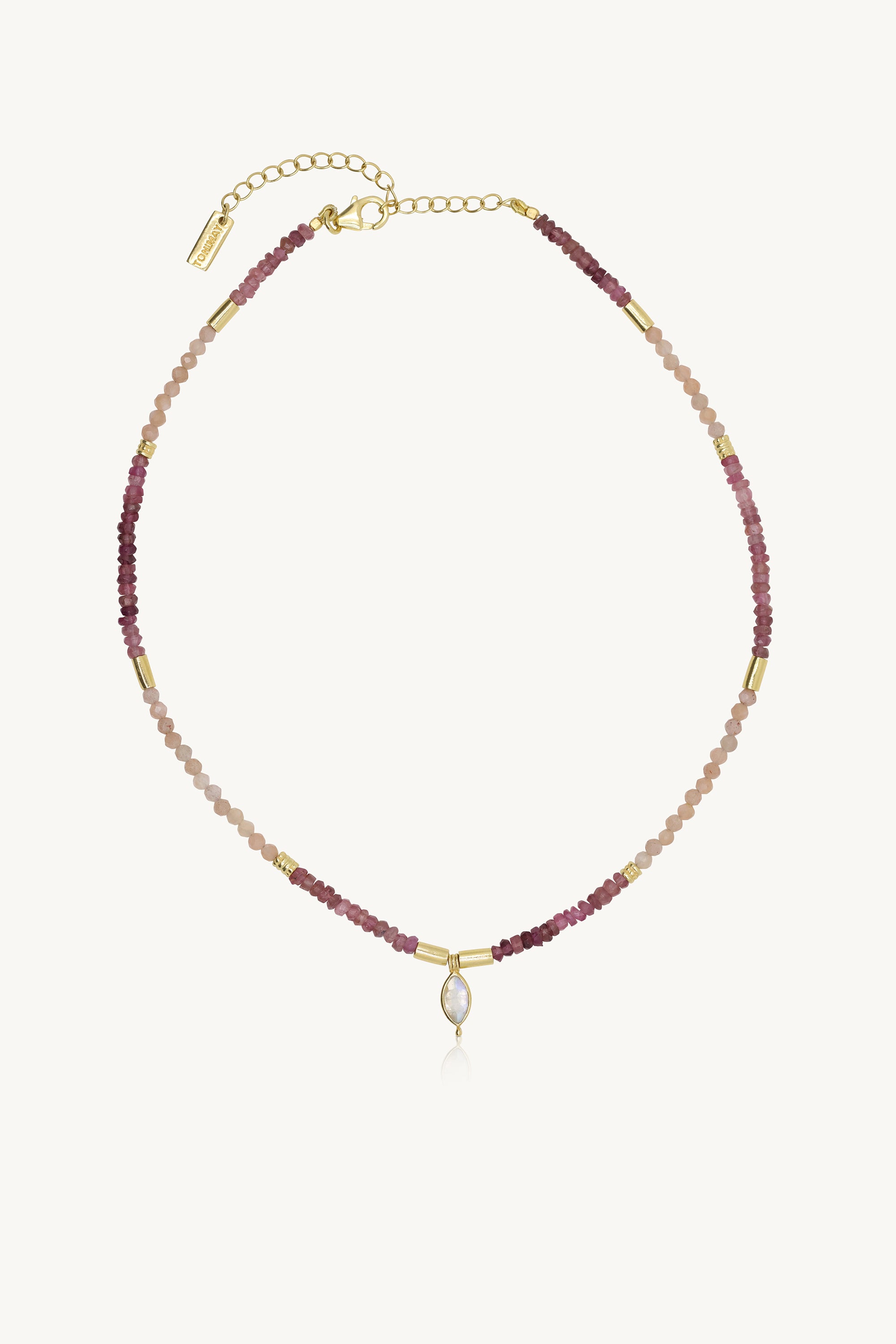 Theia Tourmaline & Sunstone Gold Beaded Necklace for Women - Elegant Handmade Jewelry Gift for Birthday, Anniversary & Special Occasions