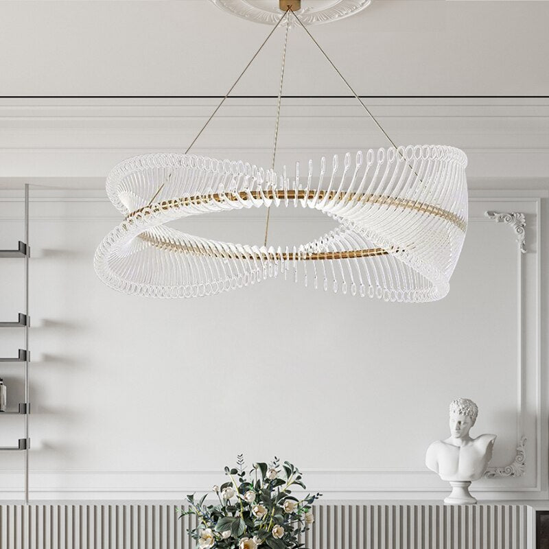 Elegant Spiral Acrylic Chandelier - Modern LED Ceiling Light Fixture for Dining Room, Living Room & Bedroom Decor | Energy Saving & Stylish Lighting Solution