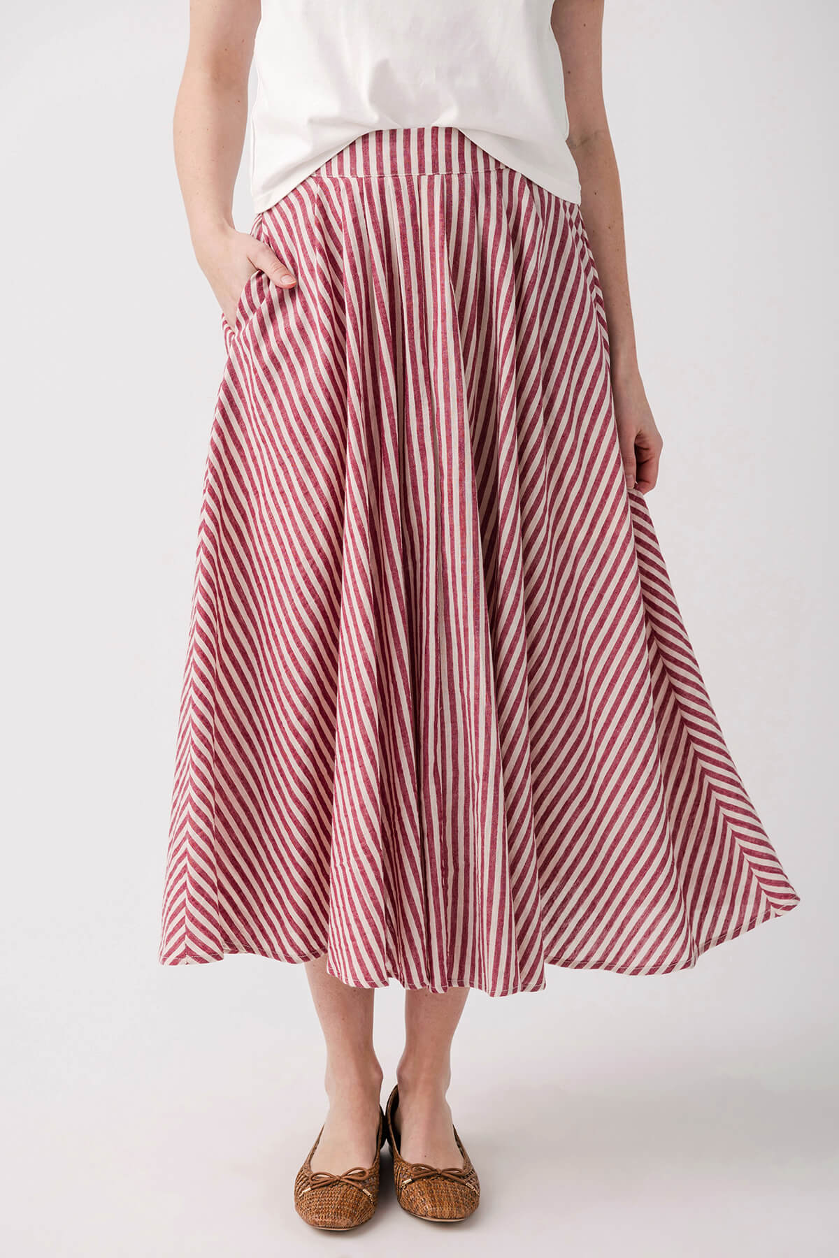 By Together Stripe Maxi Skirt - Women's Flowy Bohemian Beach Skirt with Elastic Waist | Perfect for Summer Vacations, Music Festivals & Casual Outings