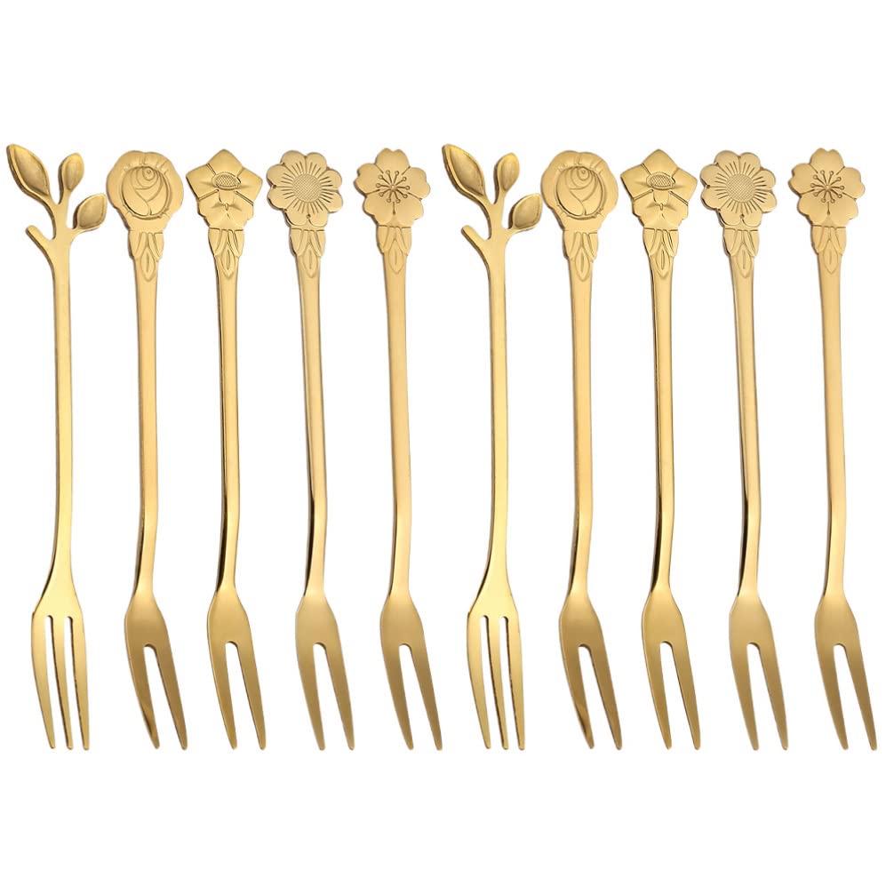 UPKOCH 10-Piece Stainless Steel Dessert Forks Set - Elegant Cocktail & Appetizer Forks for Cake, Fruit, Wedding Parties & Home Kitchen Use - Perfect for Entertaining, Bridal Showers & Tea Time Gatherings