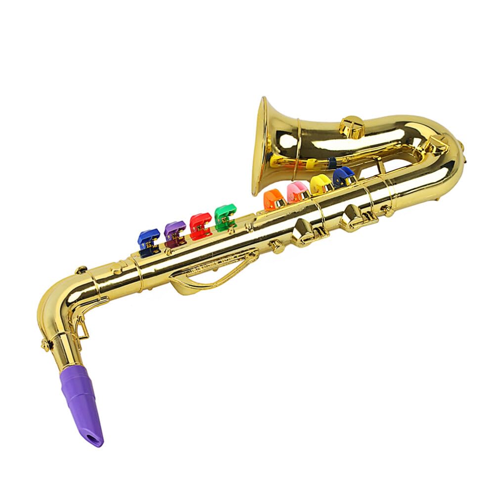 VICASKY Kids Saxophone Toy - 8 Color-Coded Keys Musical Instrument for Children, Beginners & Home School Music Education - Perfect for Learning Songs, Birthday Gifts & Early Music Development (Golden)