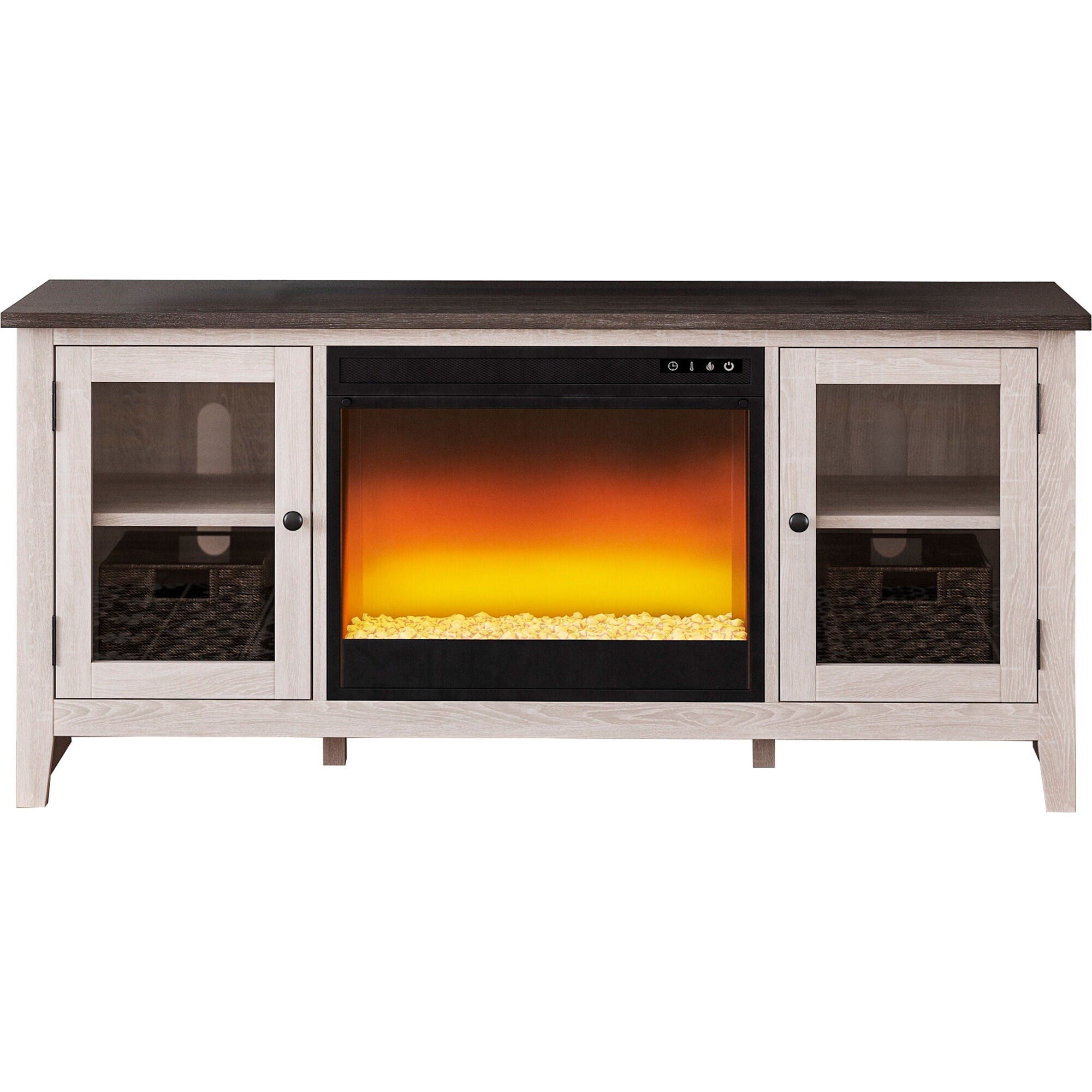 Dorrinson 60 Inch Electric Fireplace Console - Modern Freestanding Fireplace Heater with Remote Control & Realistic Flame Effect - Perfect for Living Room, Bedroom, or Office Heating & Ambiance