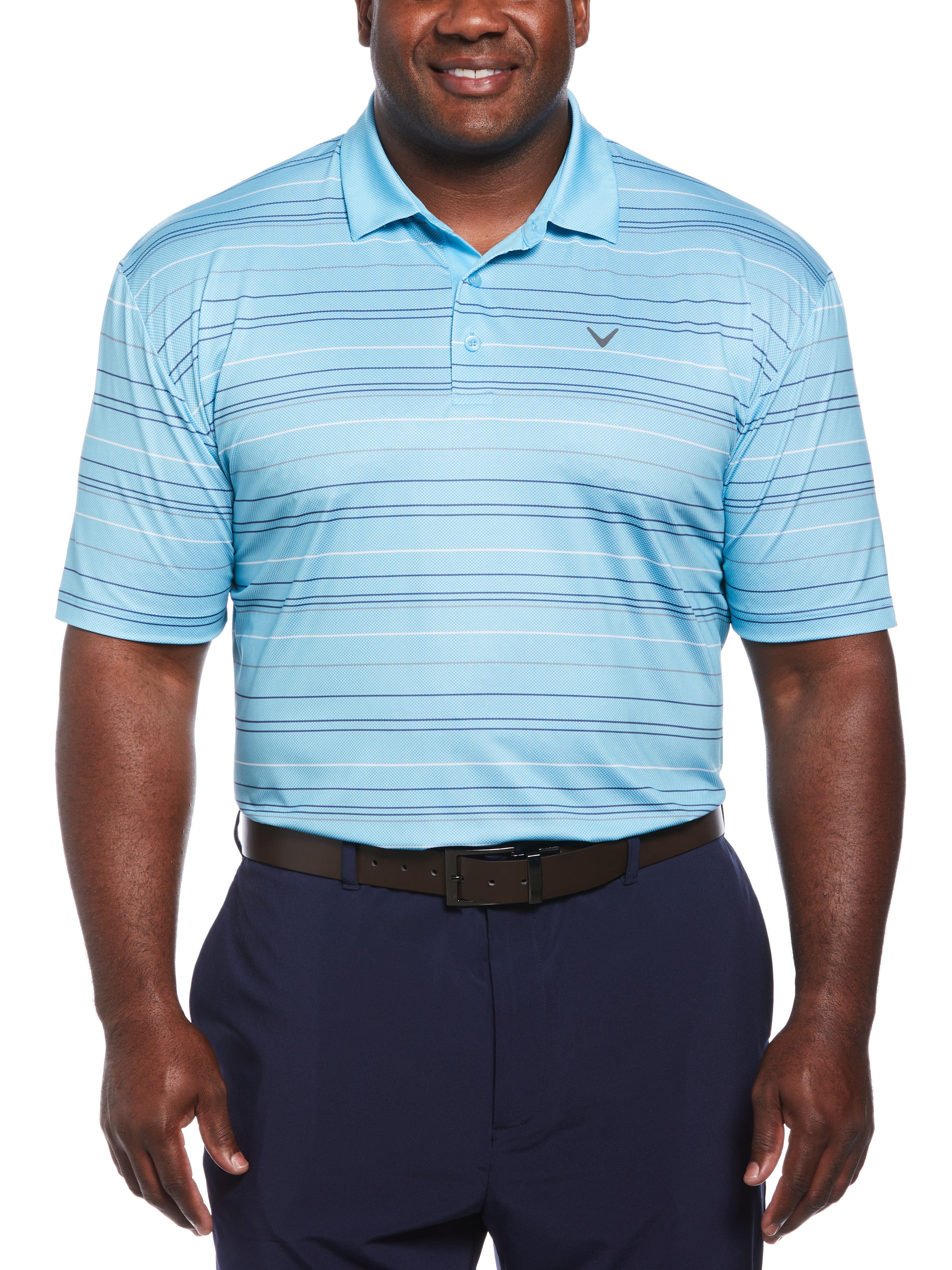 Big & Tall Mosaic Stripe Golf Polo Shirt for Men - Breathable Performance Fabric - UV Protection - Casual & Sporty Look - Perfect for Golf, Club Outings & Summer Wear