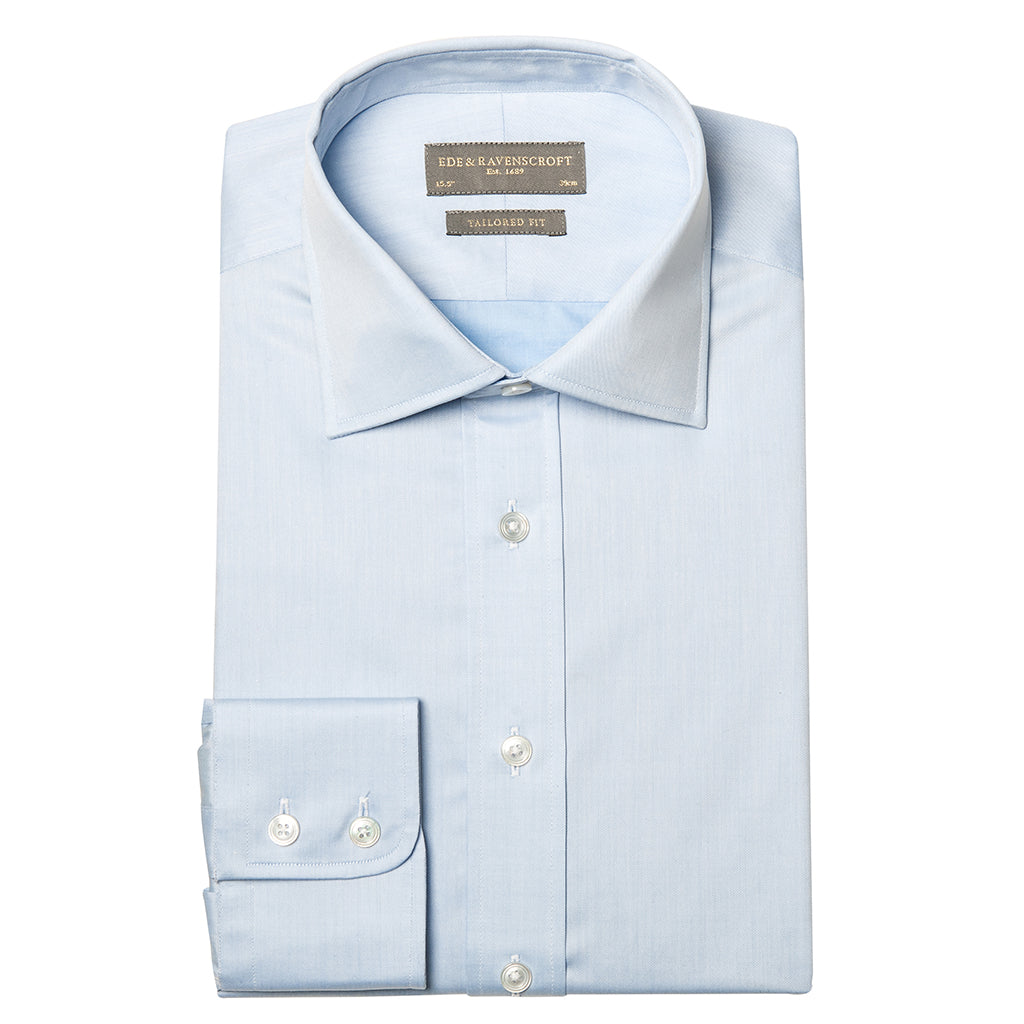 Alex Men's Pale Blue Fine Twill Dress Shirt - Slim Fit Business Casual Button Down for Office & Formal Events