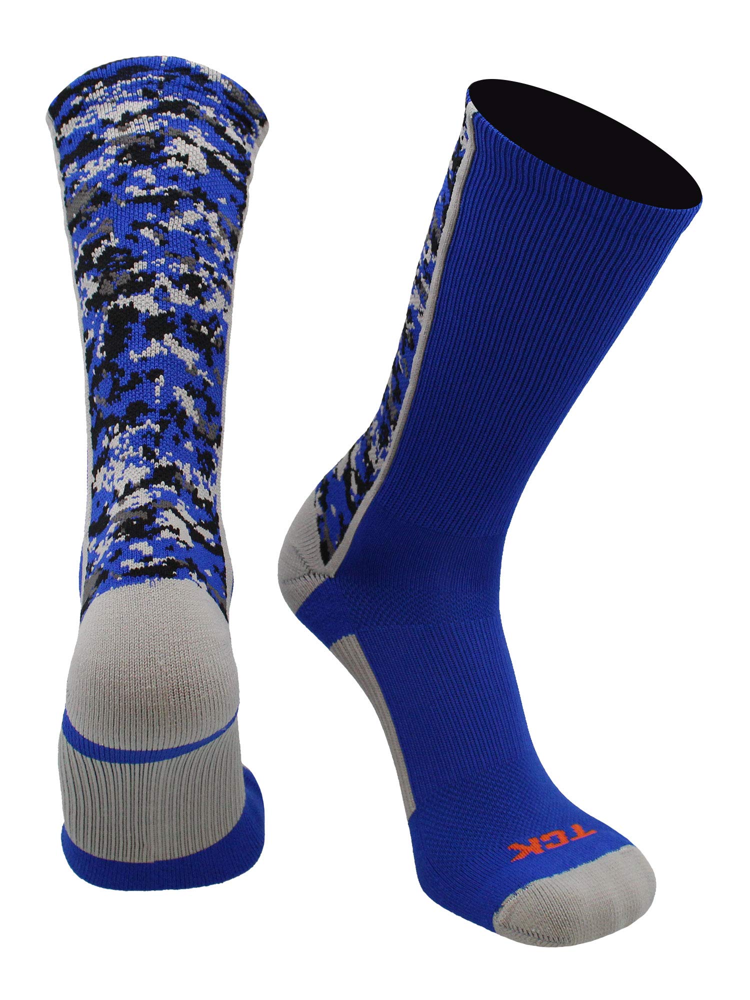 TCK Athletic Crew Socks - Digital Camo Design for Football, Basketball & Lacrosse - Moisture Wicking Performance Socks for Sports & Training