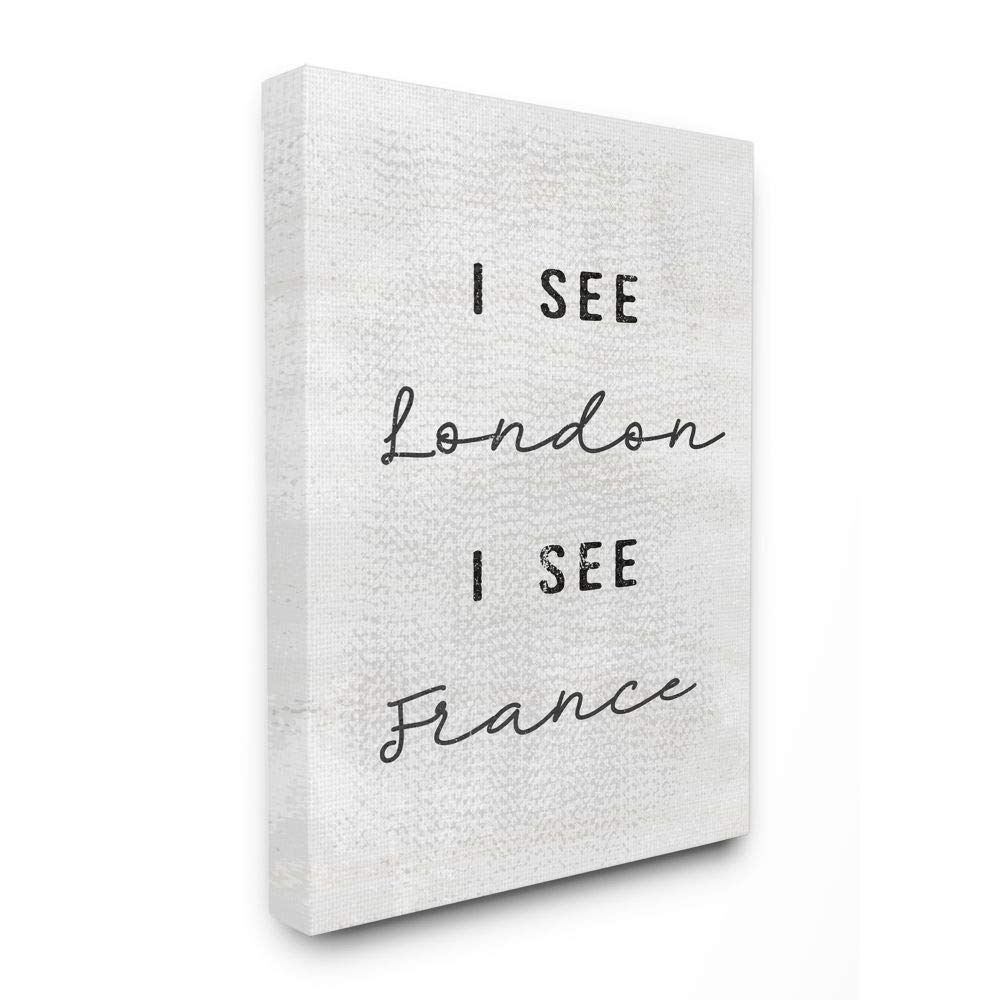 Stupell Industries Black and White London I See France Textured Typography Canvas Wall Art - 30