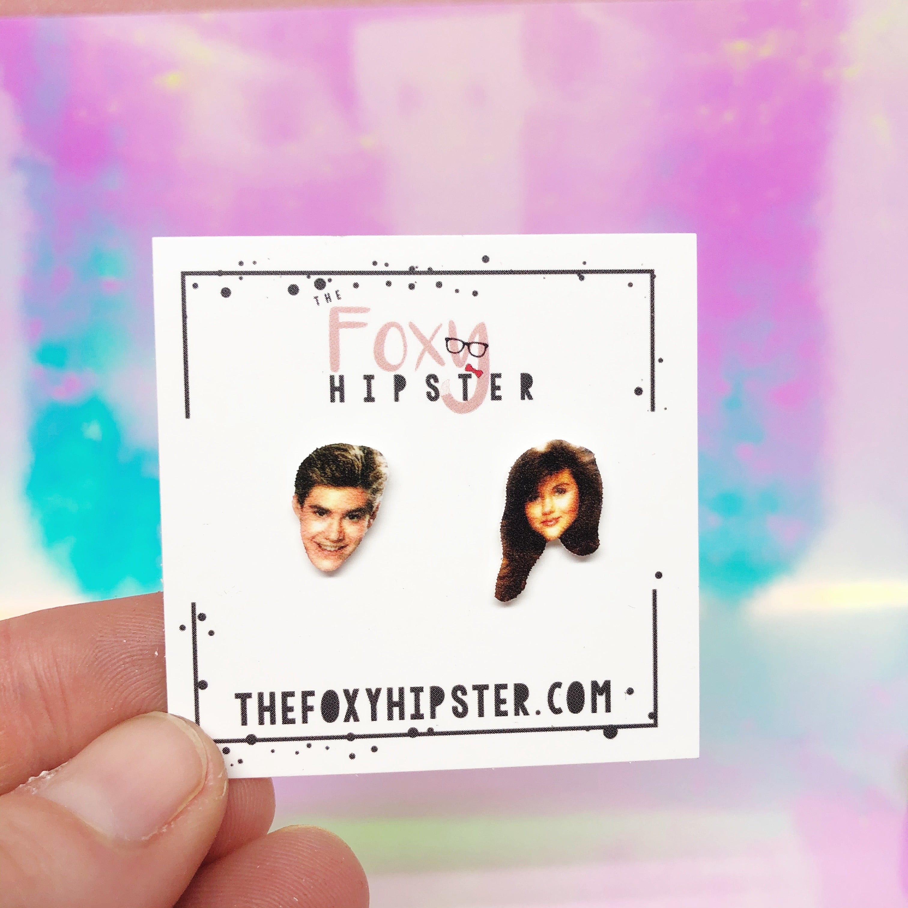 Zack Morris & Kelly Kapowski Inspired Stud Earrings - 90s Saved by the Bell TV Show Jewelry - Perfect for Costume Parties, Retro Fashion & Nostalgic Gift Giving