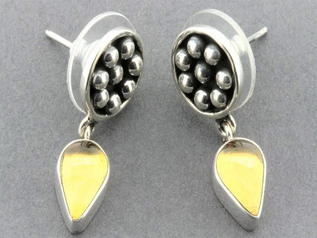 Beaded Disc Teardrop Earrings - Amber & Sterling Silver Jewelry for Women | Perfect for Weddings, Parties & Special Occasions