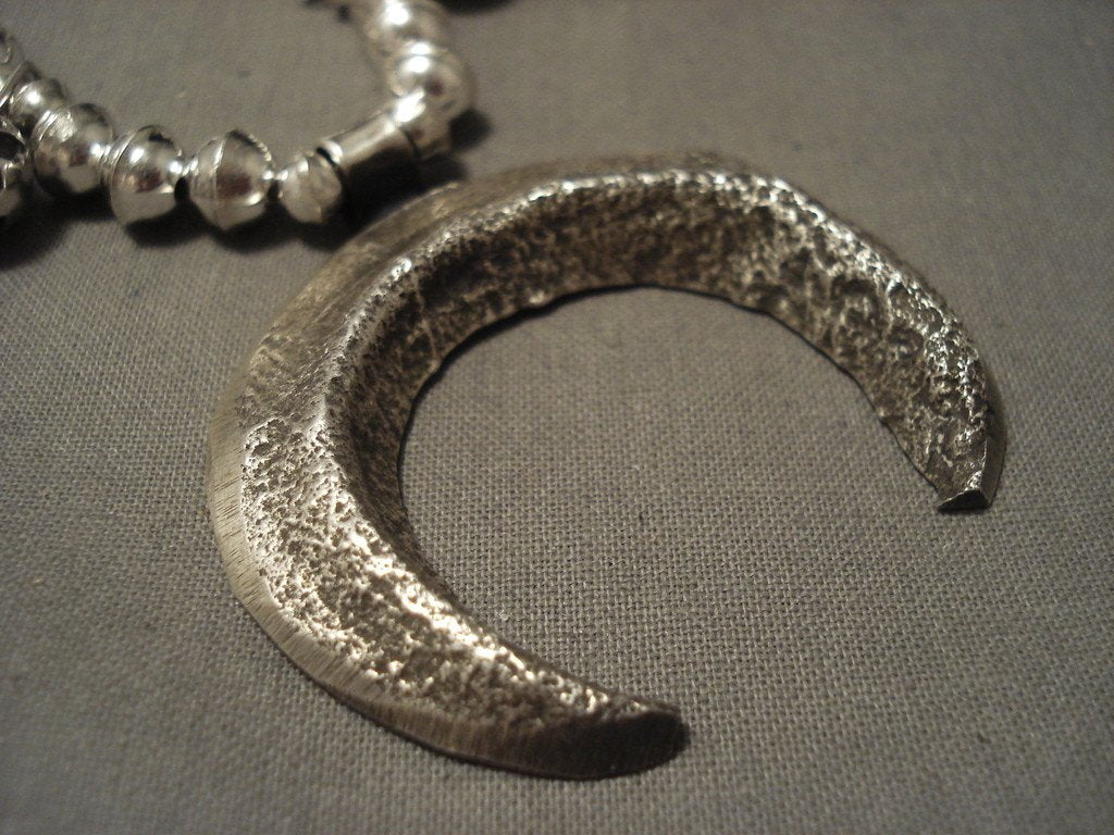Vintage Navajo Tufa Cast Silver Squash Blossom Necklace - Authentic Native American Jewelry | Handmade Southwest Style Necklace for Women, Boho Fashion Accessory, Wedding & Special Occasion Gift