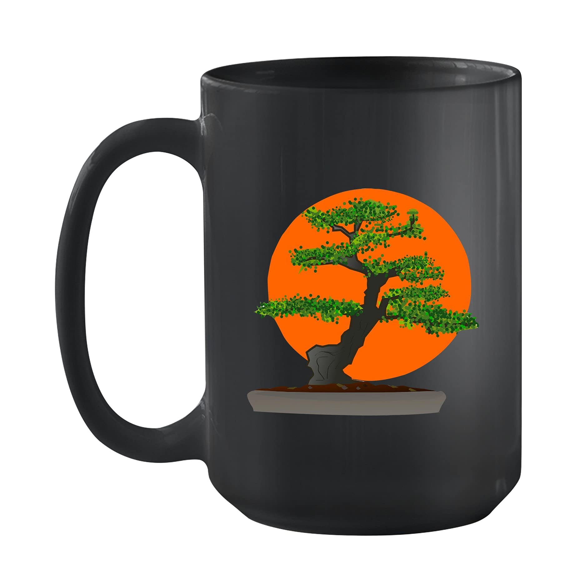 Unique Bonsai Travel Ceramic Mug - 11oz & 15oz Customizable Black Handle Coffee Cup for Tea Lovers | Perfect Gift for Bonsai Enthusiasts, Office Use & Home Decor