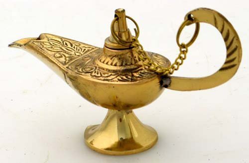 Vrinda® Brass Aladdin Genie Lamp Incense Burner - Exquisite Hollow Carved Magic Genie Lamp Pot for Aromatherapy, Home & Office Decor (Gold) | Perfect for Meditation, Yoga, Gift Giving & Arabian Nights Themed Parties