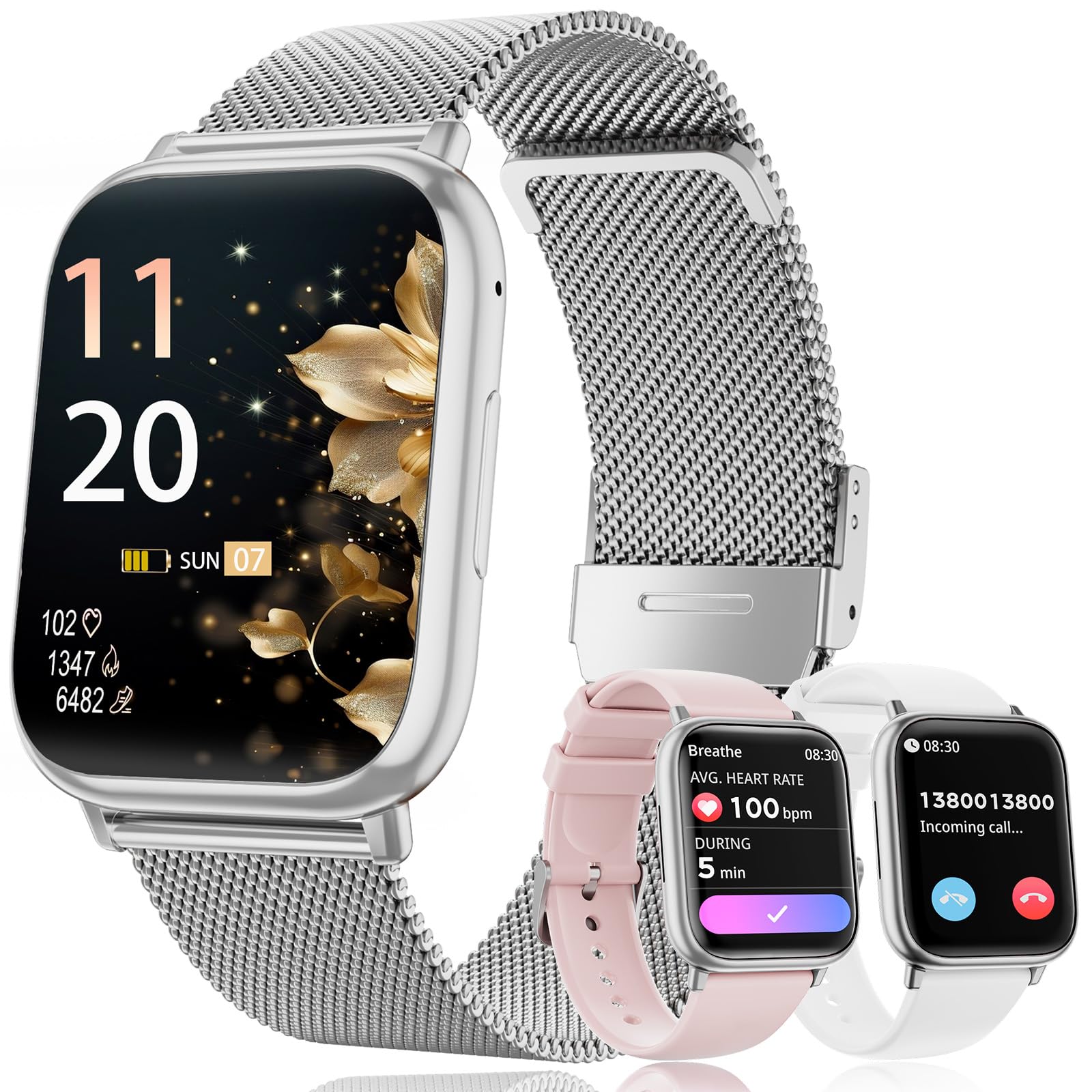 Women's Smartwatch with Call, Heart Rate & 113 Sports Modes - for Fitness & Daily Use