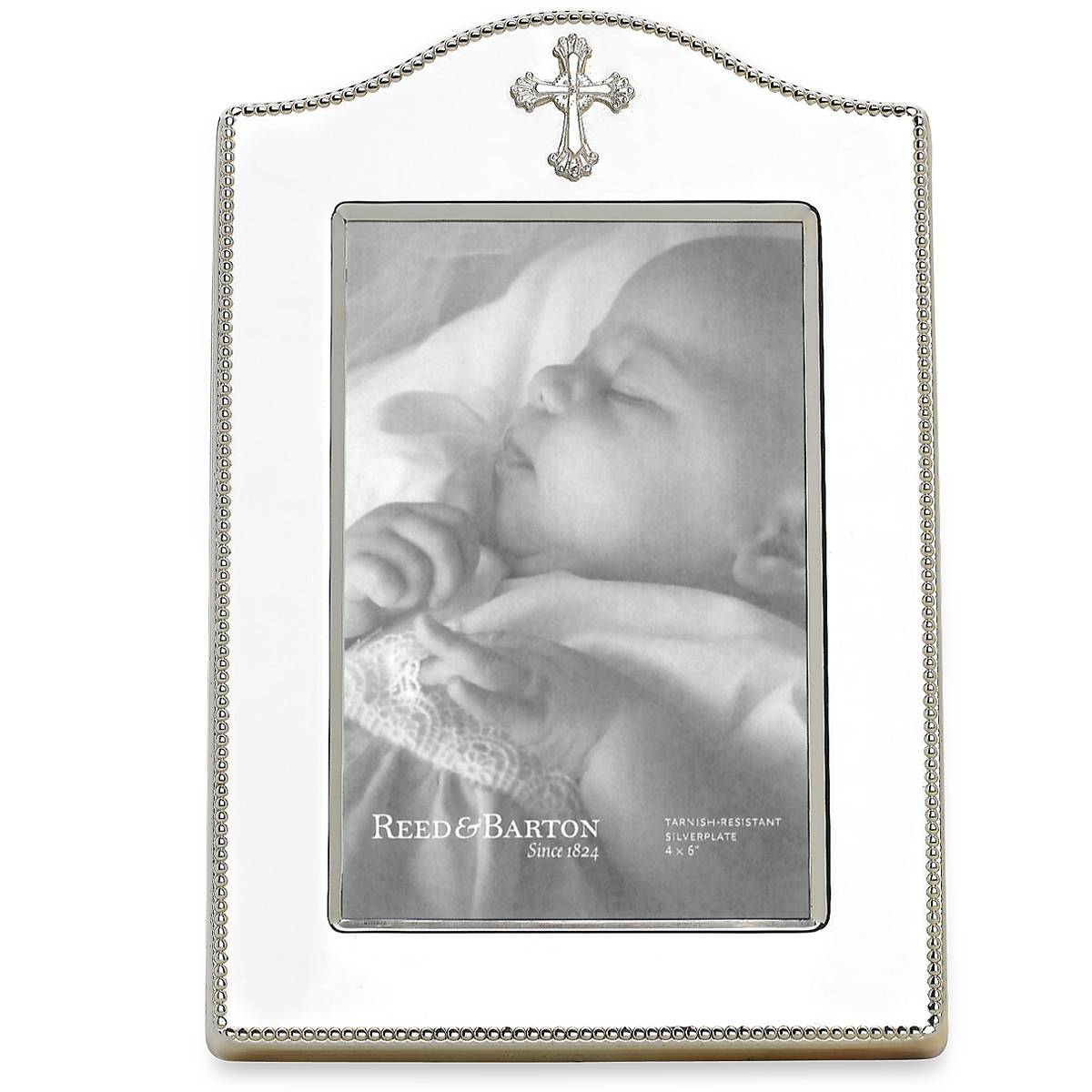 Elegant Abbey Cross Silverplate 4x6 Photo Frame - Perfect for Wedding, Baptism & Religious Gifts | Wall or Tabletop Display