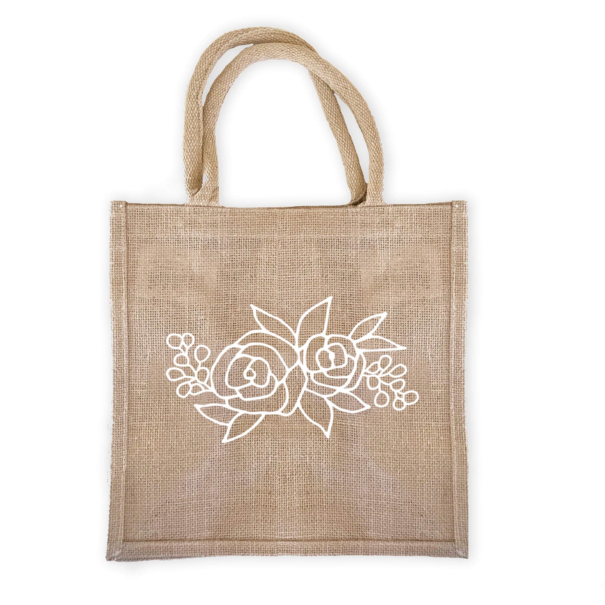 ModParty Floral Burlap Tote Bags - Pack of 6 Reusable Jute Bags with Full Gusset | Perfect for Bachelorette Party Favors, Bridal Shower Gifts & Summer Garden Parties | Eco-Friendly Farmers Market Shopping Tote