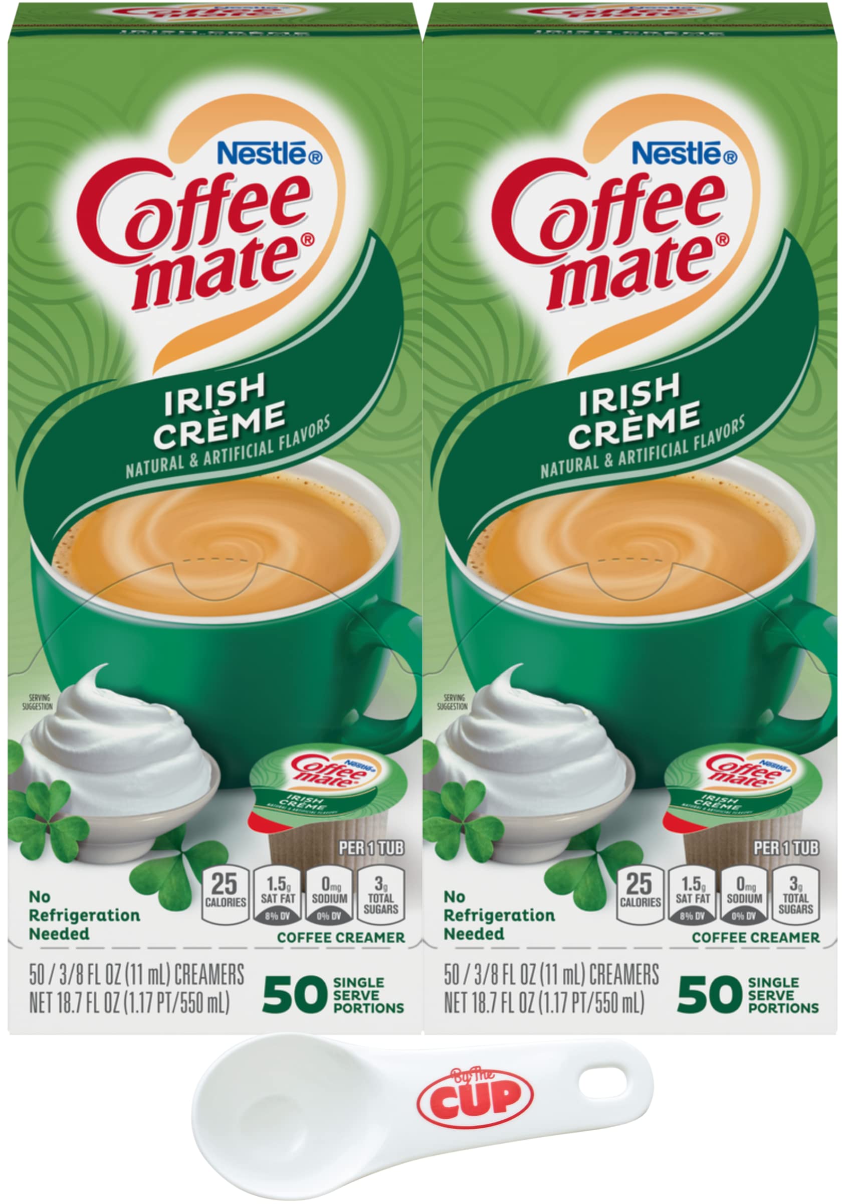 Nestle Coffee mate Liquid Coffee Creamer Singles, Irish Crème Flavor, 50 Count Box (Pack of 2) - Perfect for Office, Travel & Home Coffee Brewing - Includes Free By The Cup Coffee Scoop