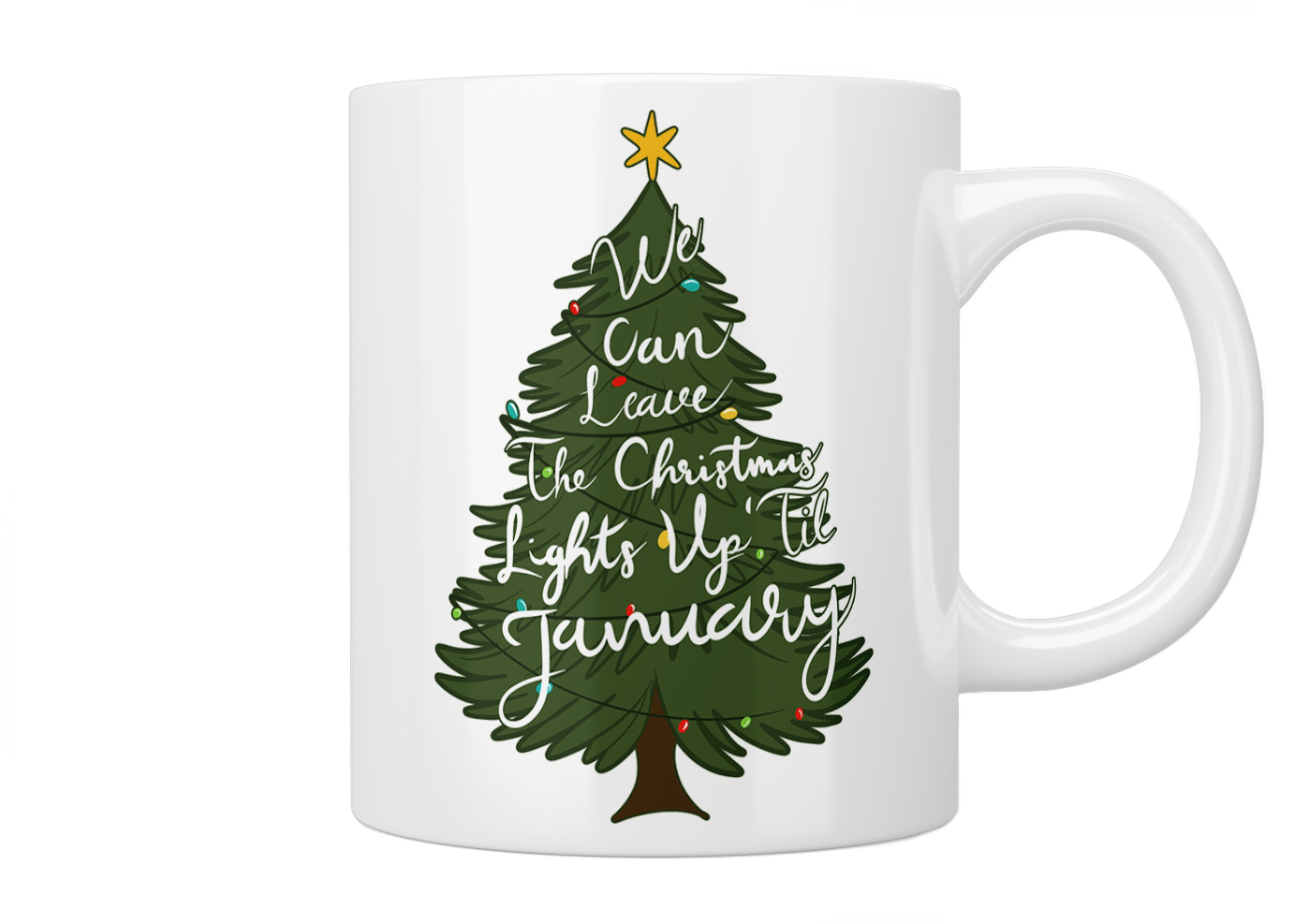 Taylor Swift Mug - 'We Can Leave The Christmas Lights Up Till January' Lyrics Coffee Cup - Perfect for Swiftie Gifts, Holiday Cheer & Cozy Winter Mornings