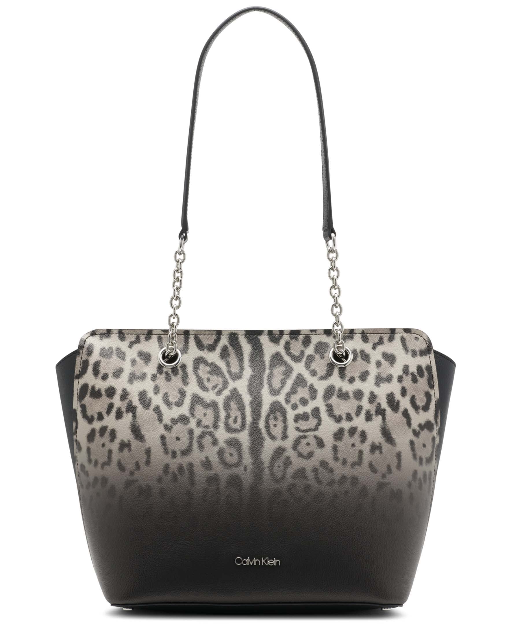 Calvin Klein Hailey Micro Pebble Leather Top Zip Chain Shoulder Tote Bag for Women - Perfect for Work, Travel & Everyday Use