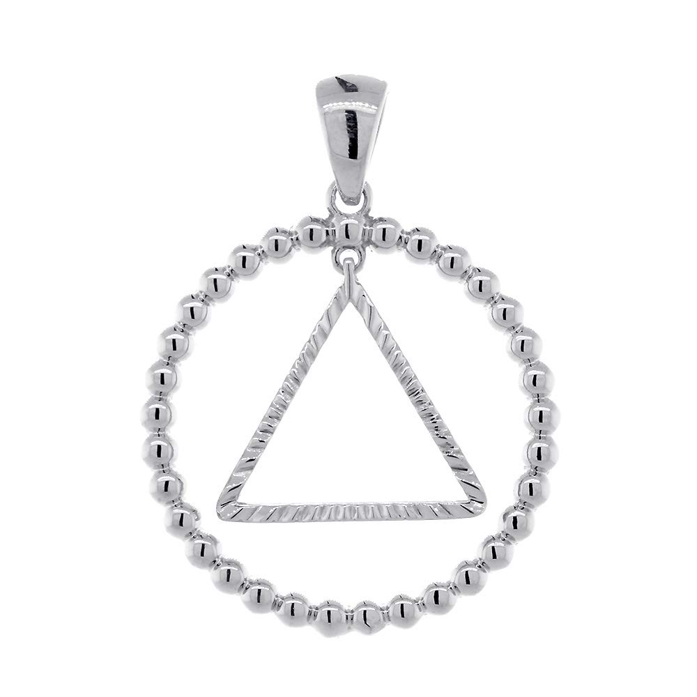 25mm AA Sobriety Charm Beaded Circle & Diamond Cut Movable Triangle Pendant - Perfect for Recovery Jewelry, Sobriety Gifts, and AA Anniversary Tokens