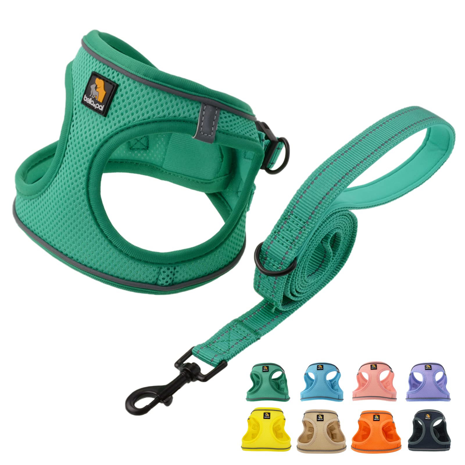BELLA & PAL No-Pull Step-in Dog Harness with Leash Set for Small & Extra Small Dogs - Comfortable & Secure Puppy Harness for Walking, Training & Outdoor Adventures (Green)