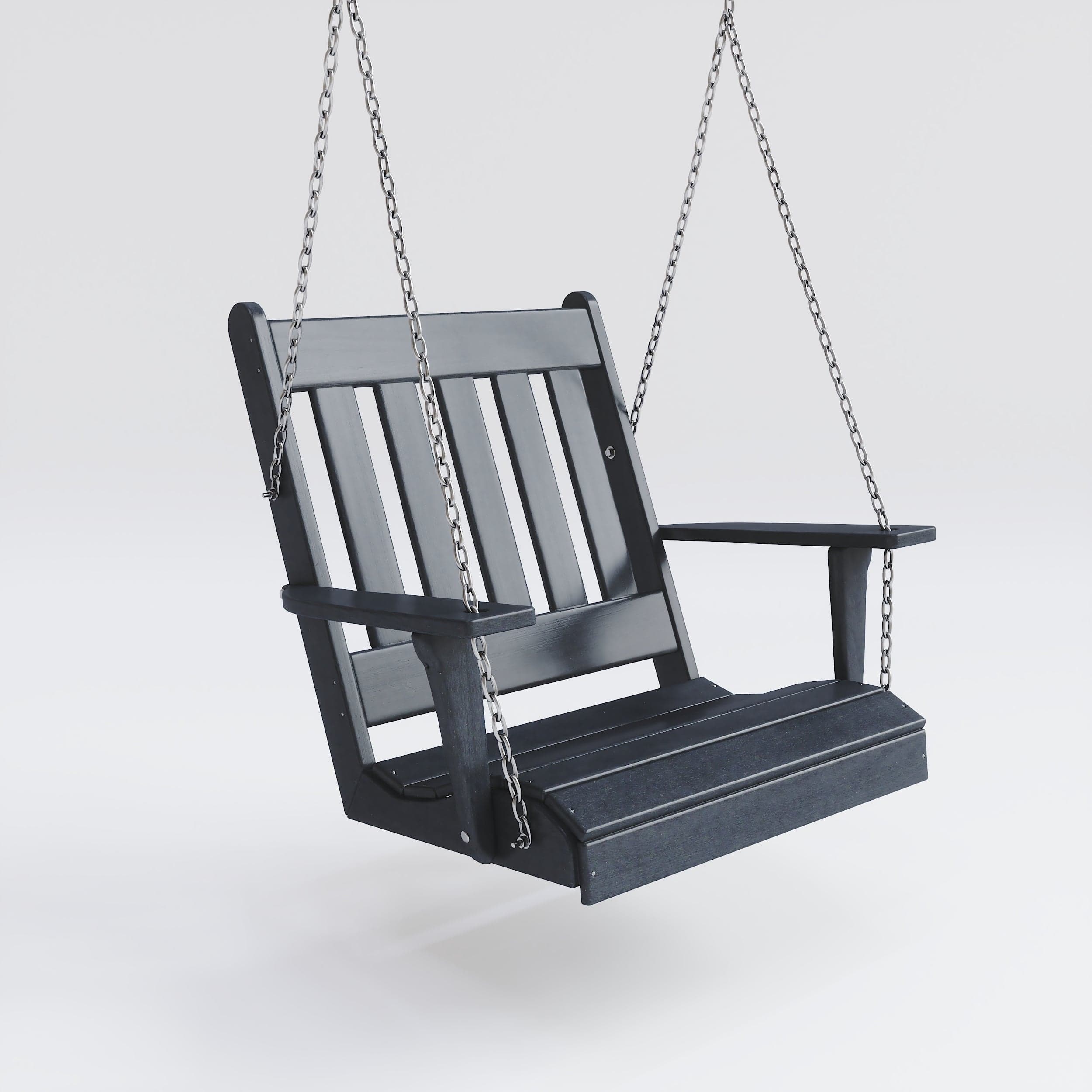 Keystone Amish Co. Franklin English Recycled Plastic Swing Chair - Black - Outdoor Patio, Garden, Porch Relaxation & Comfort