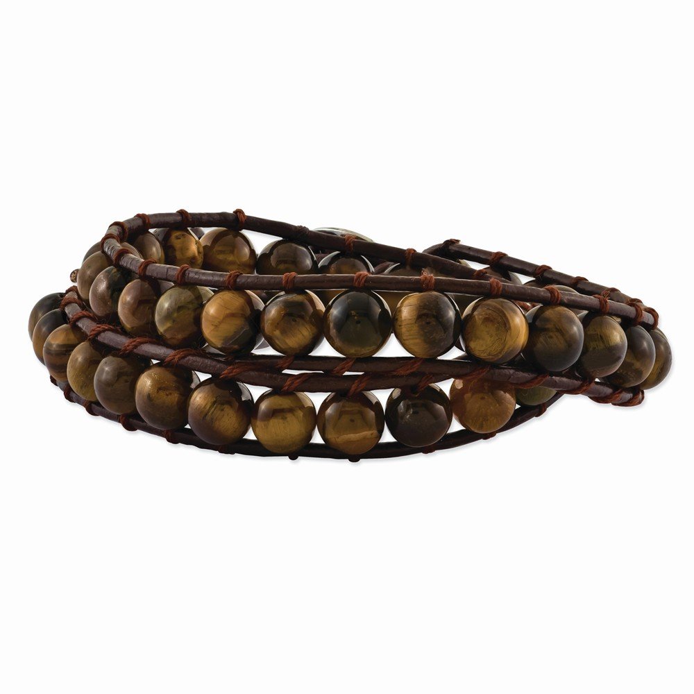6mm Brown Beads & Leather Cord Multi Wrap Bracelet - Handmade Boho Chic Adjustable Wrap Bracelet for Women - Perfect for Layering, Stacking & Everyday Wear