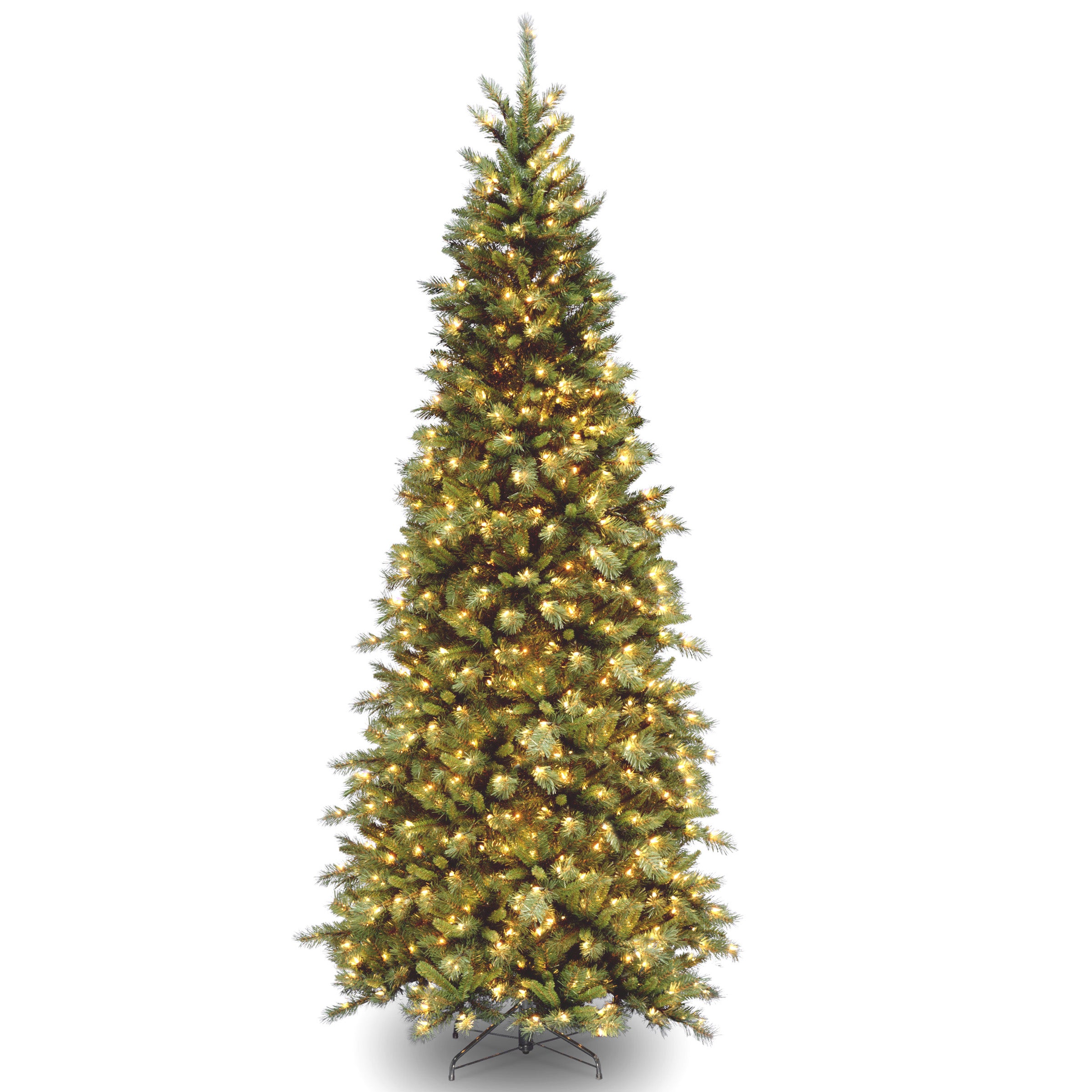 10 ft. Pre-Lit Tiffany Fir Slim Christmas Tree with 500 Clear LED Lights - Perfect for Living Room, Office, and Holiday Decorations