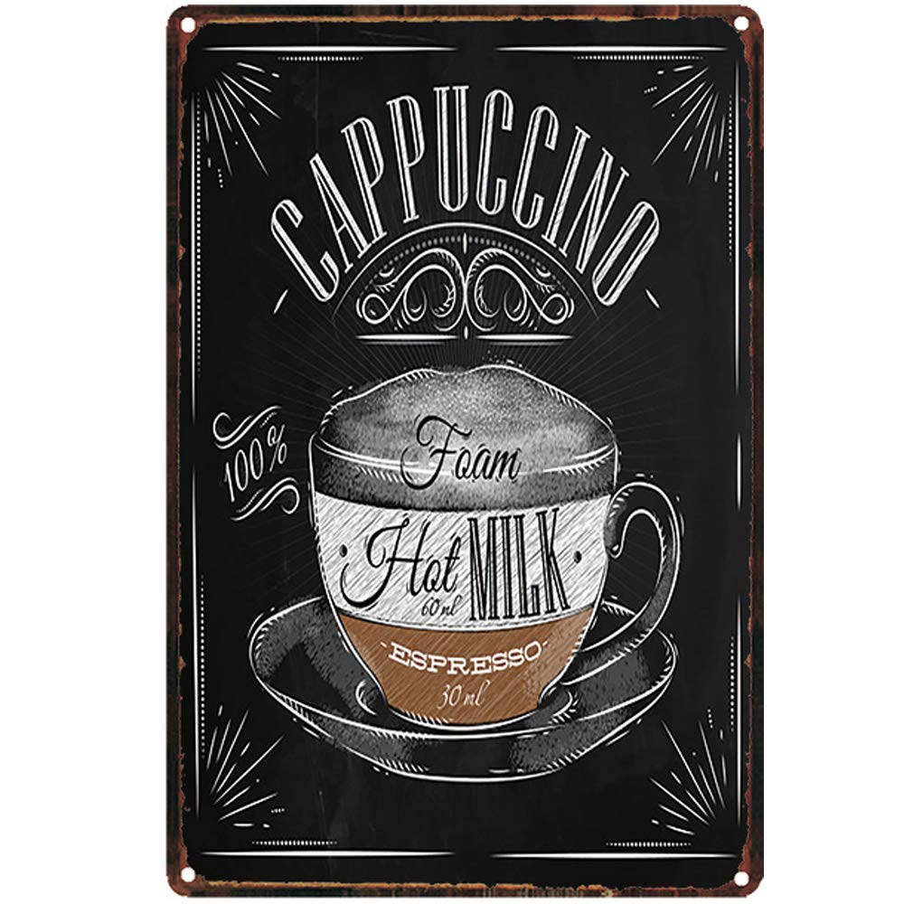 Vintage Coffee Iron Wall Art - Retro Cappuccino Tin Sign for Cafe & Kitchen Decor