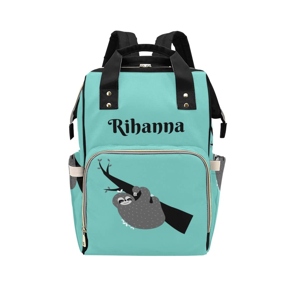 Personalized Grey Sloth Diaper Backpack for Travel & Nursing