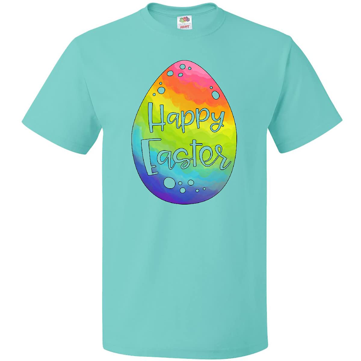 Inktastic Happy Easter Rainbow Easter Egg Graphic T-Shirt - Fun Holiday Party Outfit for Easter Celebrations & Spring Festivals