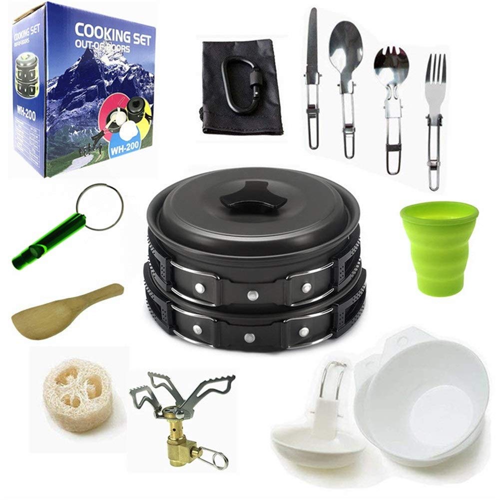 3-Person Outdoor Cookware Set - 11-Piece Non-Stick Camping Cookware Kit for Picnic, Hiking & Backpacking | Portable Combination Cooker with Durable Non-Stick Coating | Perfect for Camping Trips, RV Adventures & Outdoor Cooking