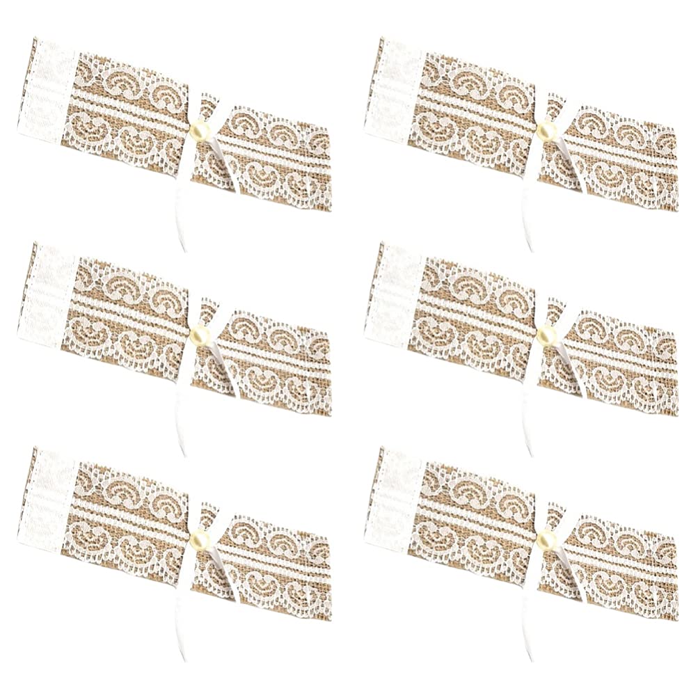YARNOW 6Pcs Rustic Lace Napkin Rings - Wedding & Party Table Decor