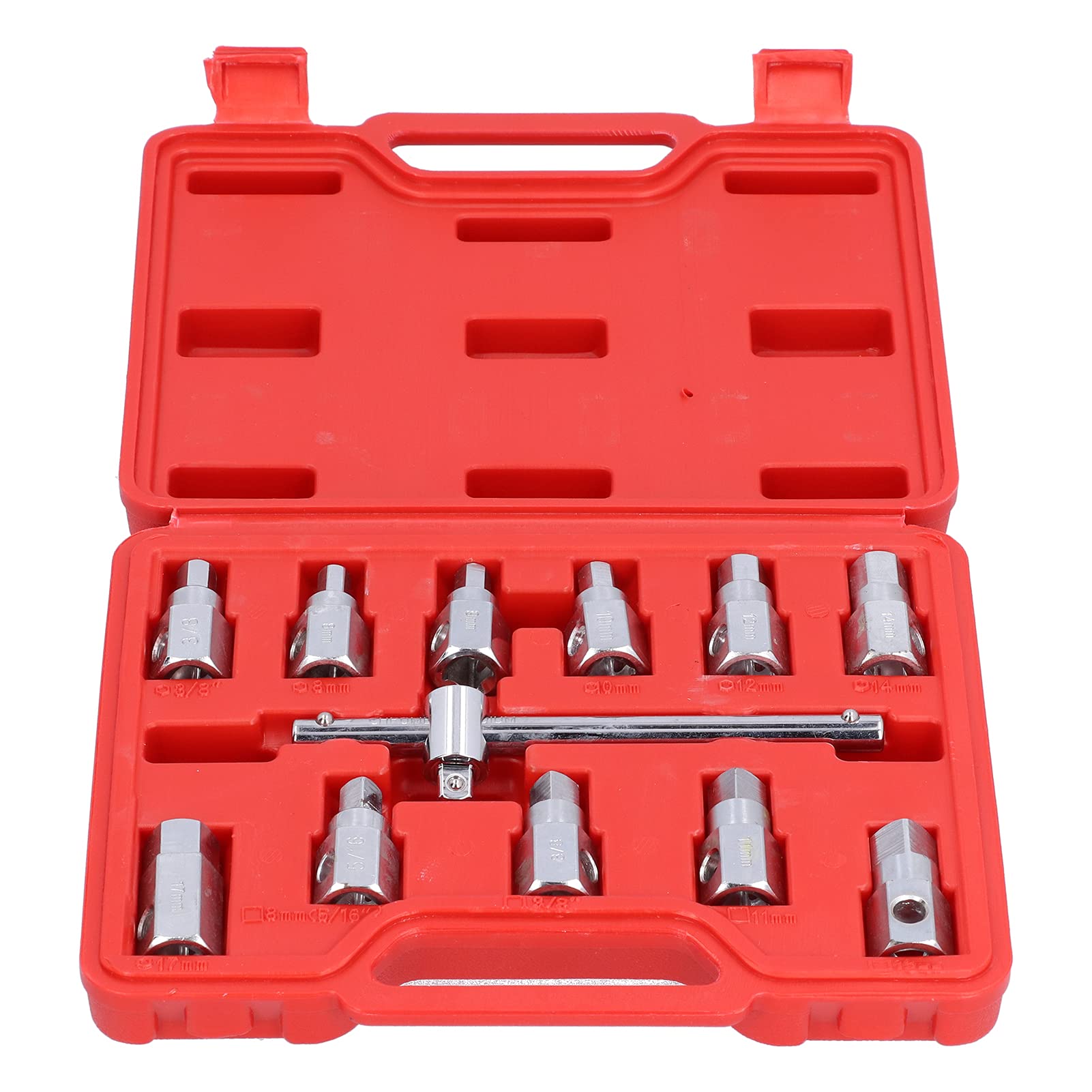 Aramox 12-Piece Chrome Vanadium Steel Oil Drain Plug Socket Set - Professional Sump Plug Removal Tool for Car Engines, Axles & Gearbox Repair - Ideal for DIY Auto Maintenance & Mechanic Use