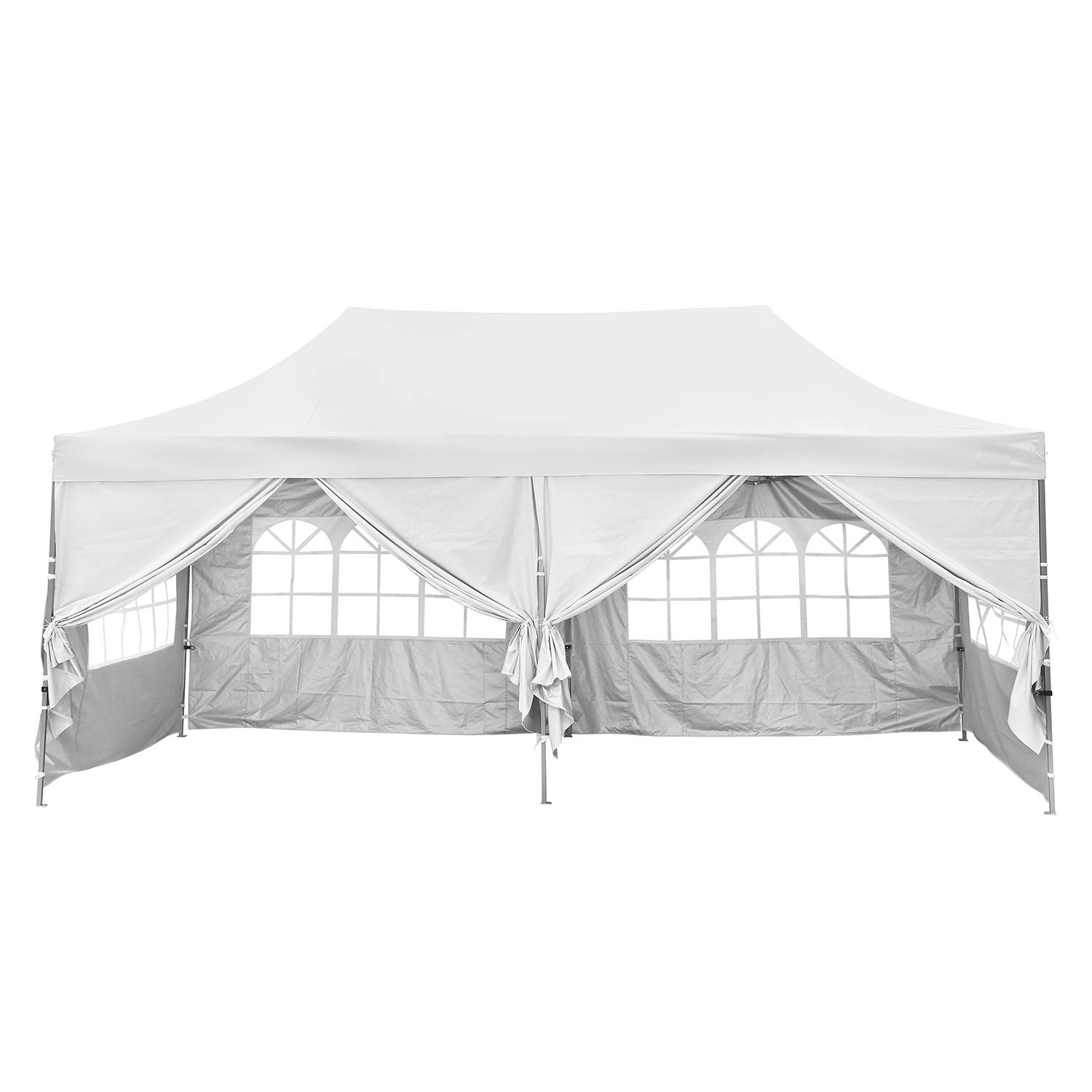 10ft x 20ft White Pop Up Canopy Tent with 6 Side Walls - Waterproof Outdoor Party Gazebo for Weddings, Picnics & Backyard Gatherings - Portable Pavilion Shelter for Camping, Beach & Commercial Events
