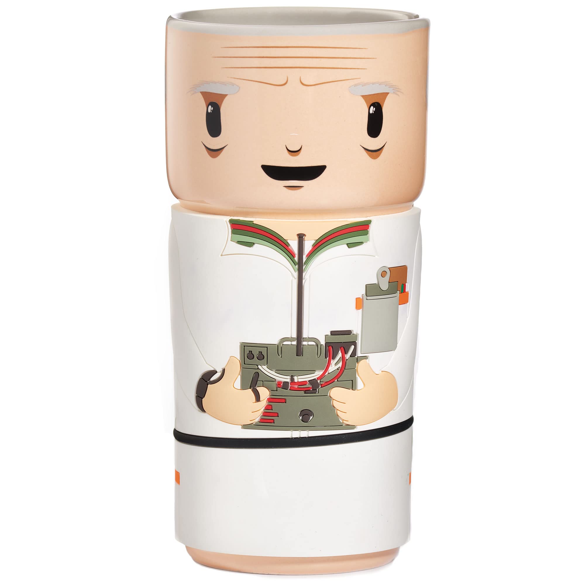 Numskull Back to The Future Doc Brown Ceramic Coffee Mug with Insulated Rubber Sleeve - 400ml Official Merchandise - Perfect Gift for Movie Fans & Collectors - Great for Home, Office or Sci-Fi Themed Parties