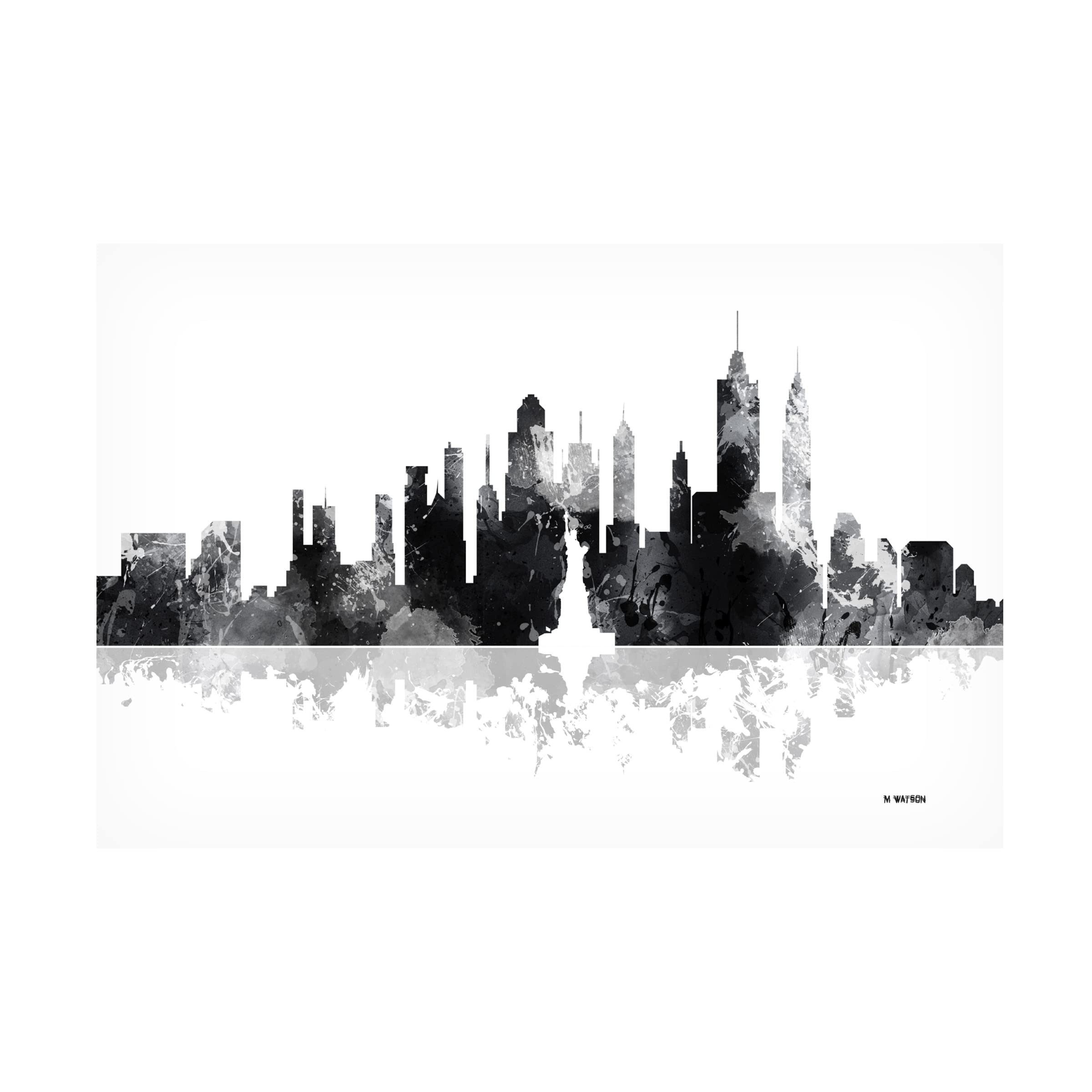 Trademark Fine Art 'New York Skyline BG 1' Canvas Wall Art by Marlene Watson - 16x24 Inches, Modern Cityscape Painting for Living Room, Office & Home Decor