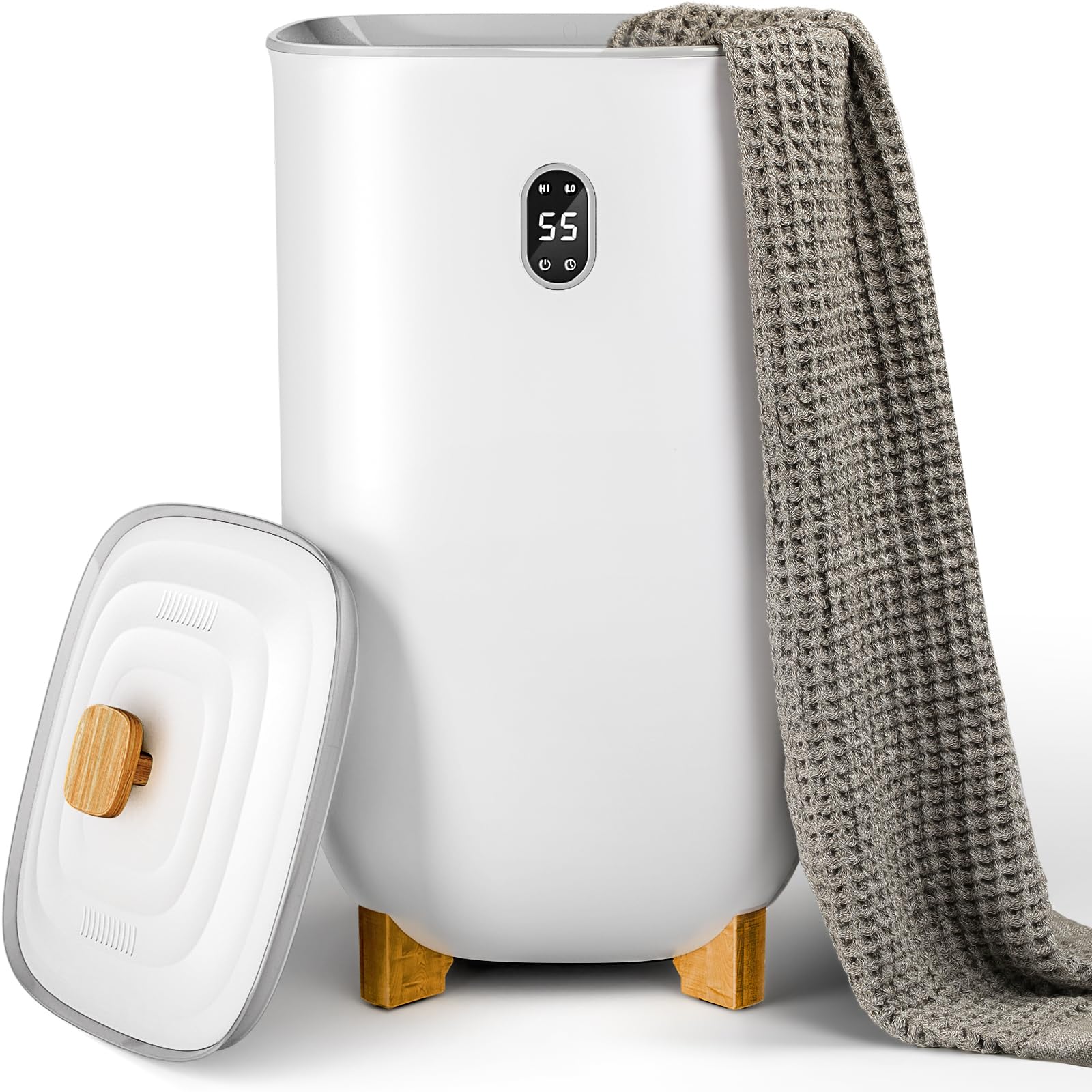 AGLUCKY 40L Large Electric Towel Warmer for Bathroom - 2 Heating Modes, LCD Display, Auto Shut-Off (20/40/60/90 Min) - Heats Blankets, Bathrobes & Pajamas - Perfect Gift for Home Spa & Winter Comfort (White)